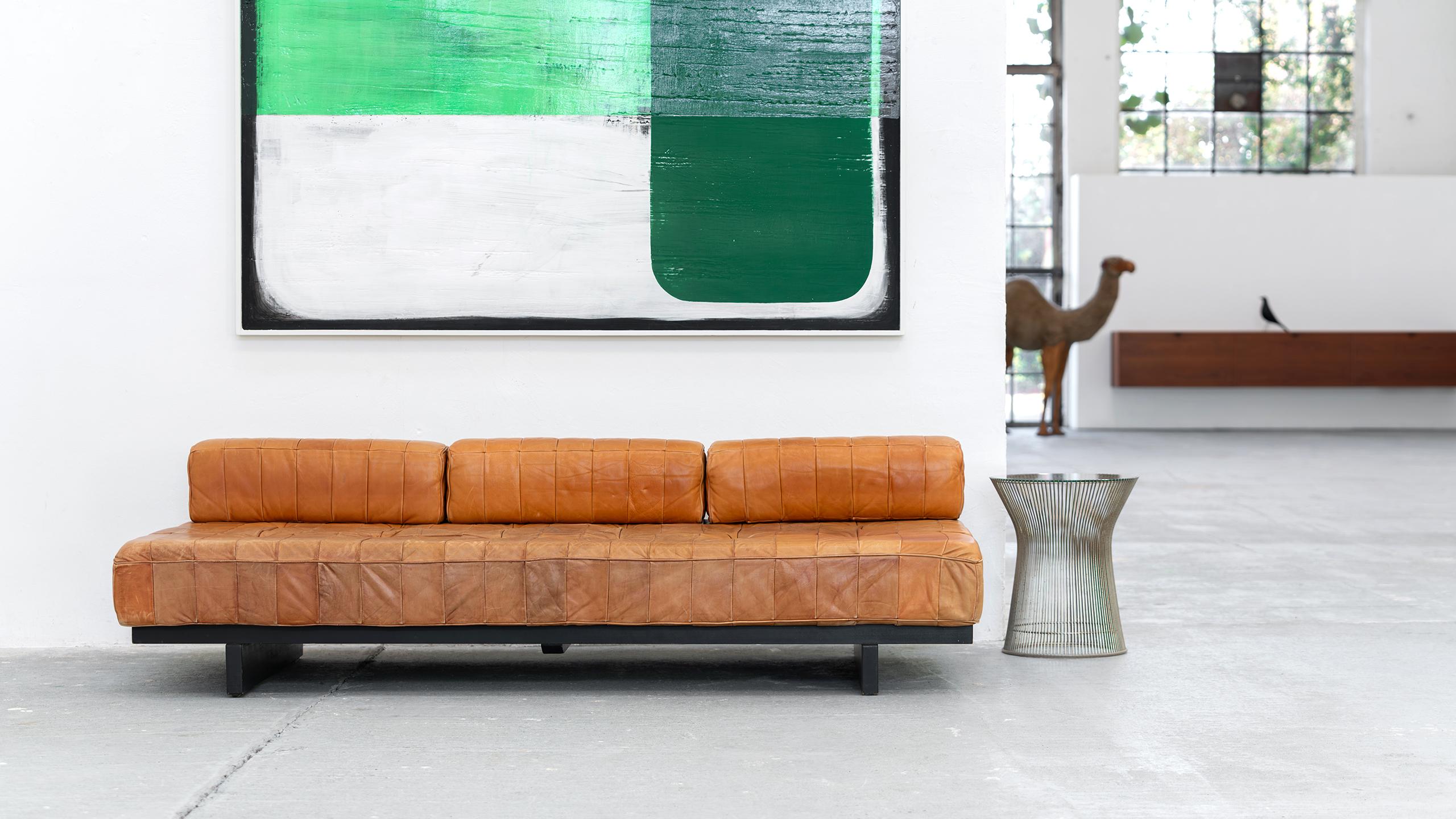Swiss De Sede Sofa DS 80 Daybed Cognac Leather 1969 DS Design Team Midcentury Modern