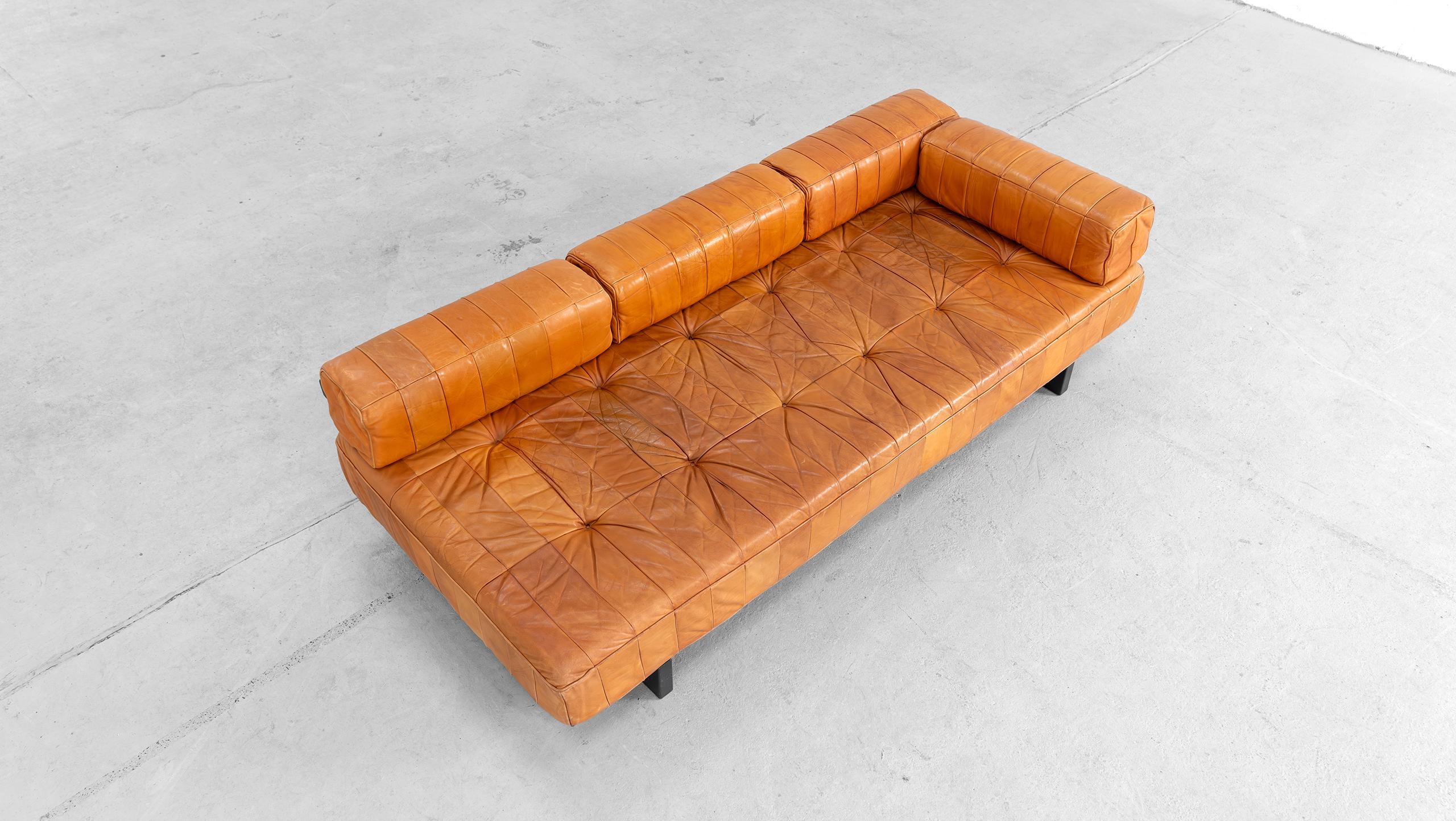 Canapé De Sede DS 80 Cognac Patchwork Cuir 1969 Design moderne du milieu du siècle en vente 2