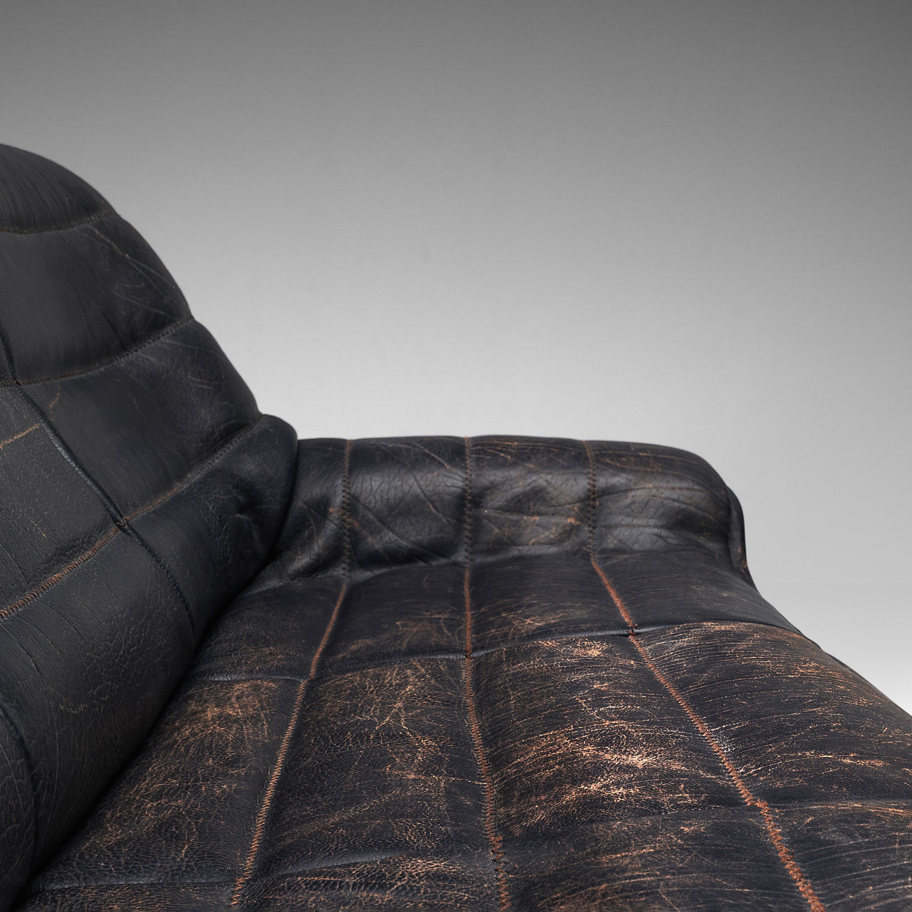 De Sede Sofa DS84 in Patinated Black Leather 4
