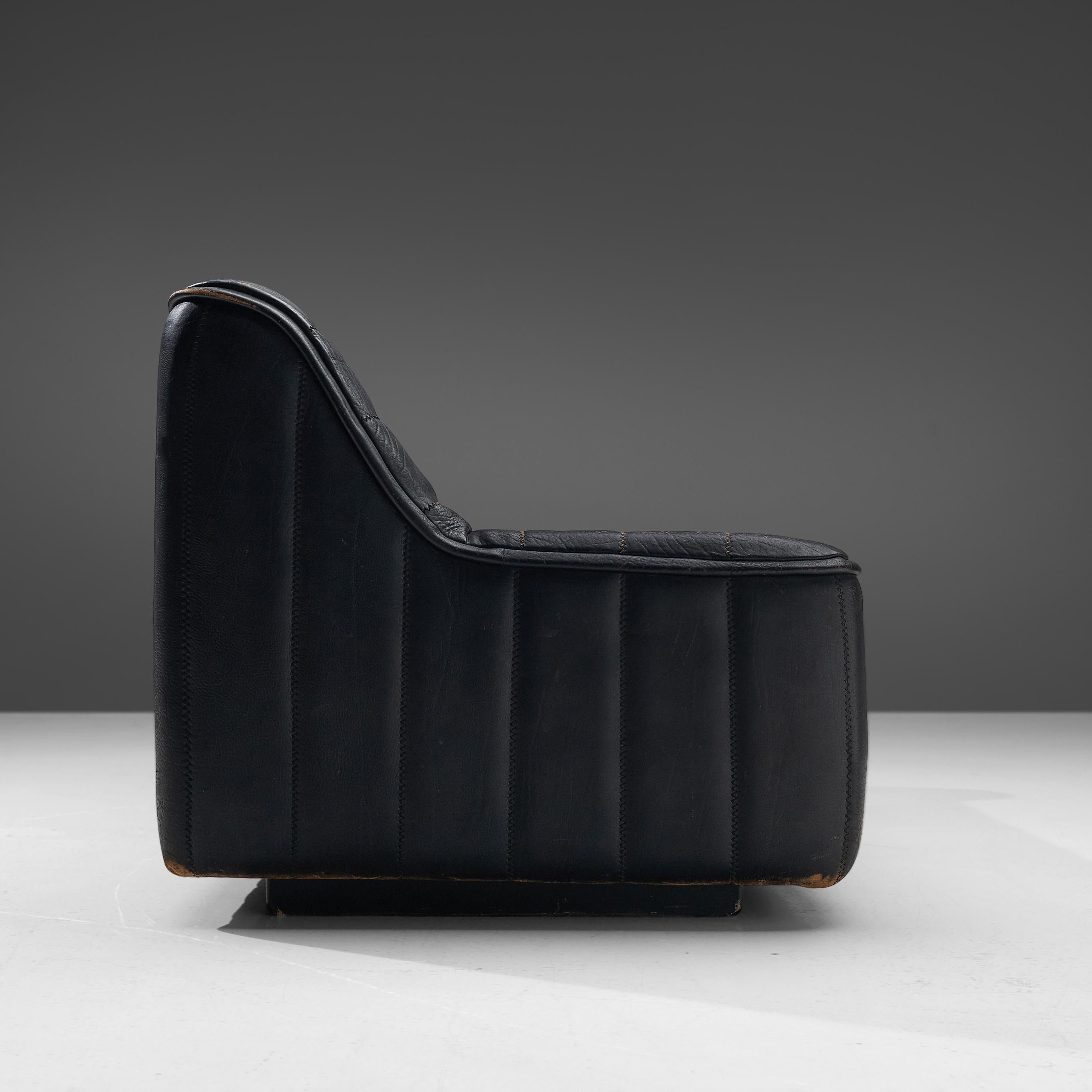De Sede Sofa DS84 in Patinated Black Leather 5