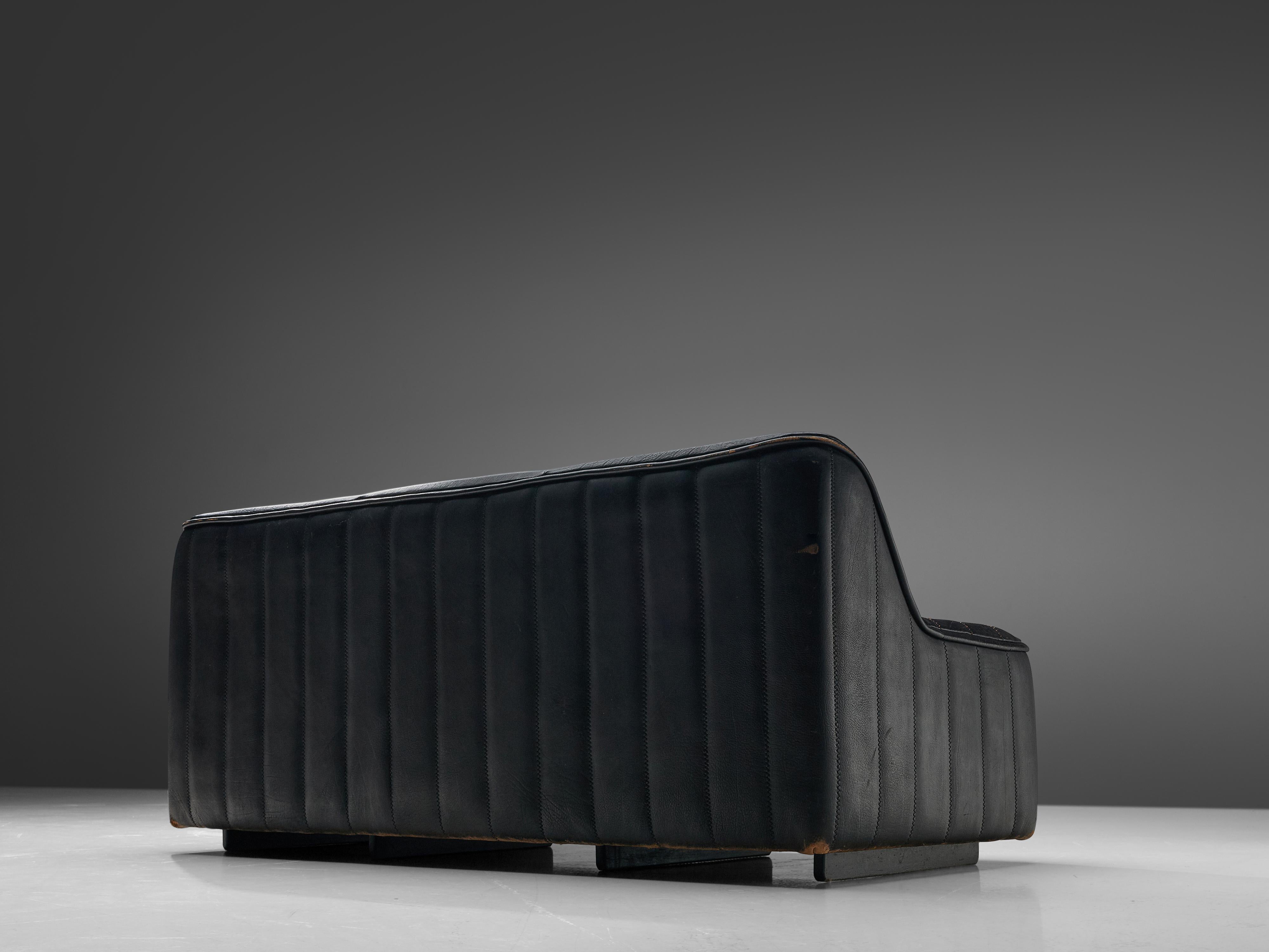 De Sede Sofa DS84 in Patinated Black Leather 3