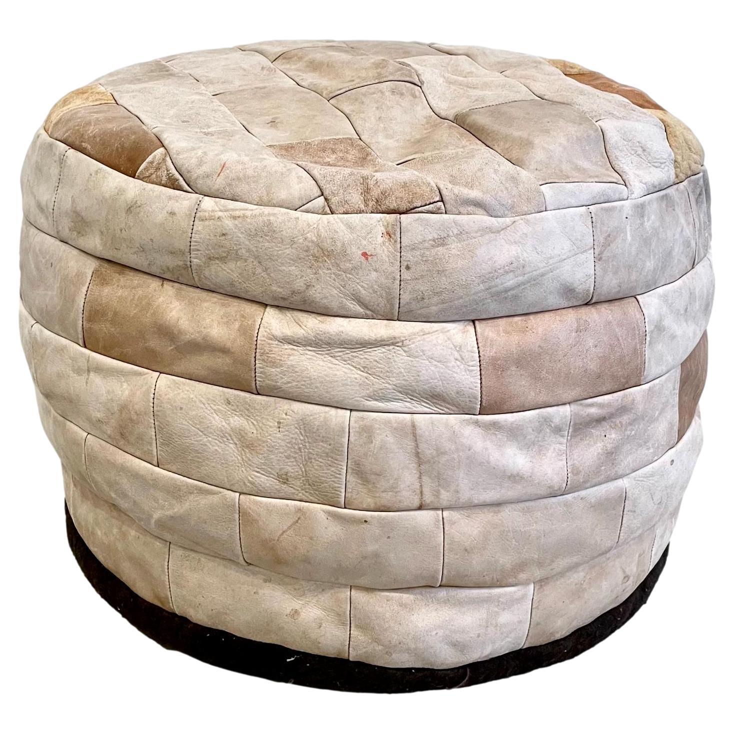 De Sede Stone Leather Patchwork Ottoman, 1970s Switzerland For Sale