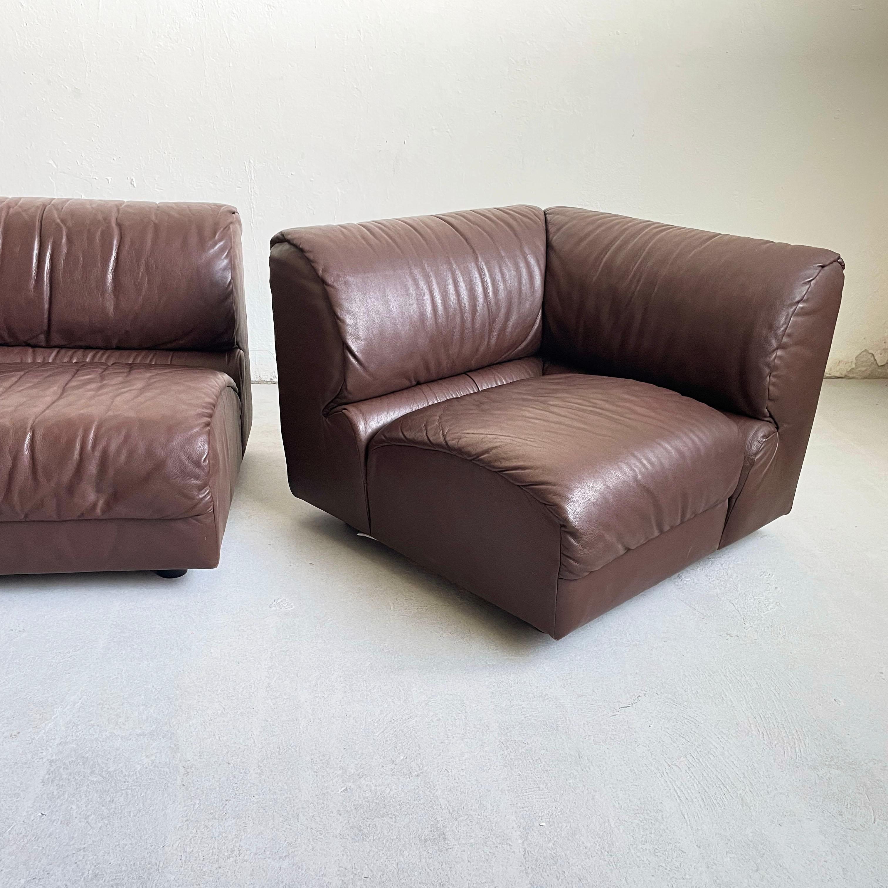 De Sede Style 1970s Sectional Brown Leather Sofa by Laauser, 5 Modular Sections 7