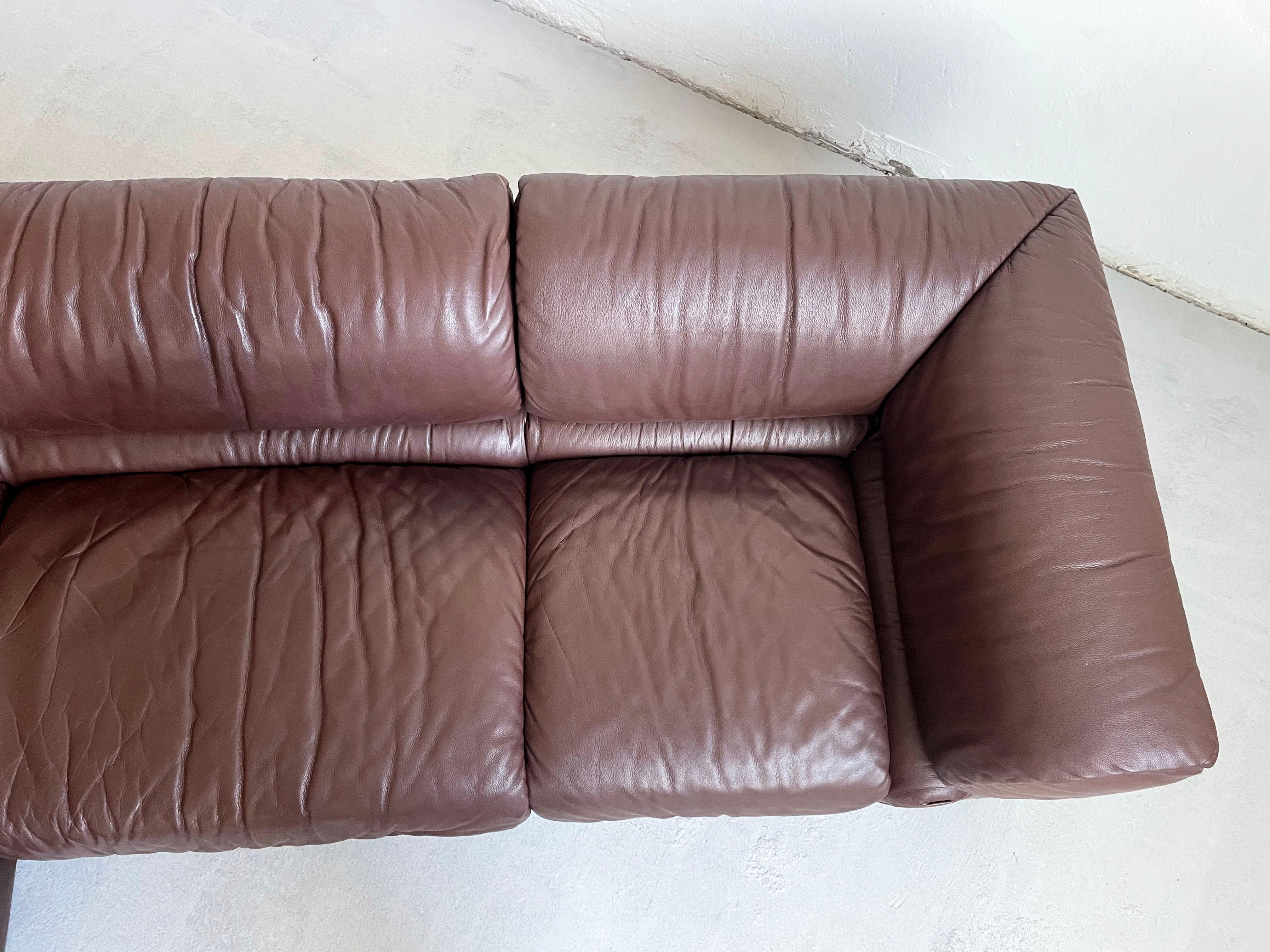 De Sede Style 1970s Sectional Brown Leather Sofa by Laauser, 5 Modular Sections 2