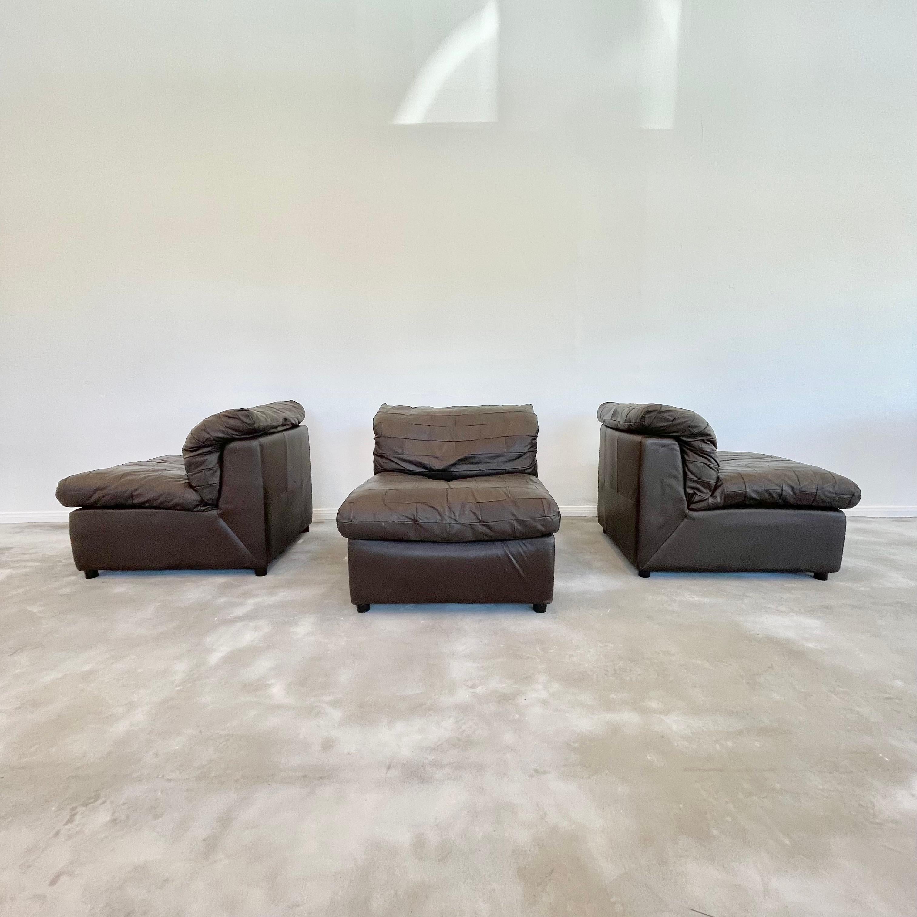 De Sede Style Brown Patchwork Leather Modular Chairs 5