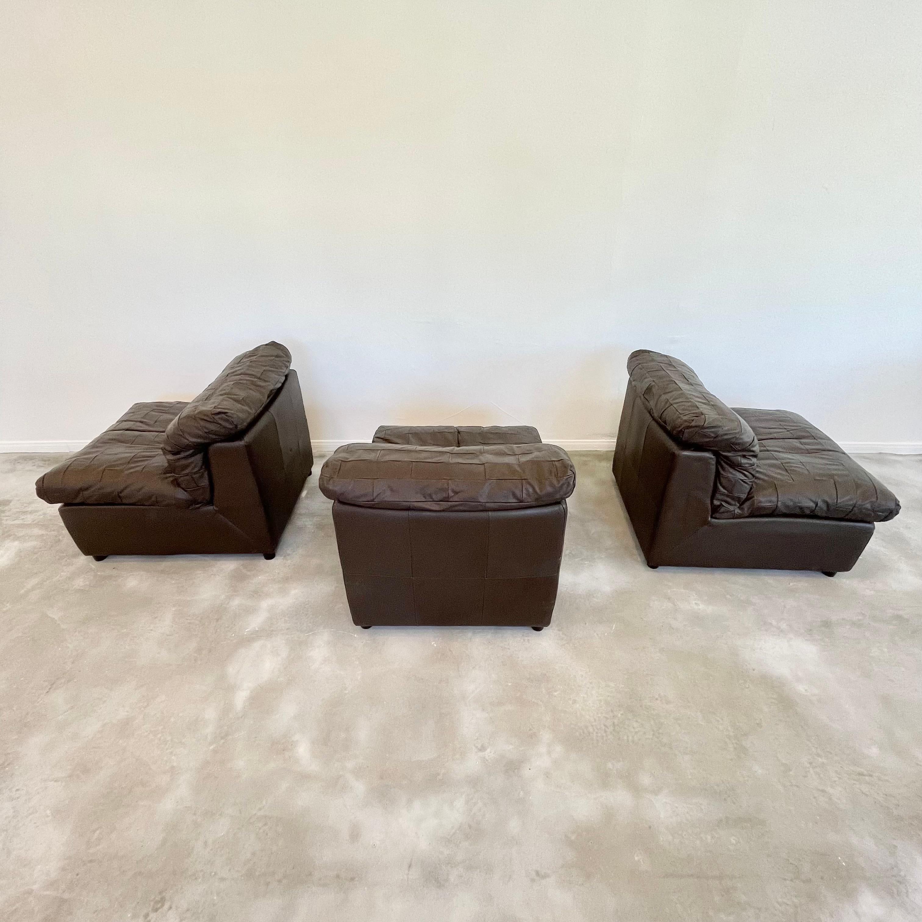 De Sede Style Brown Patchwork Leather Modular Chairs 7