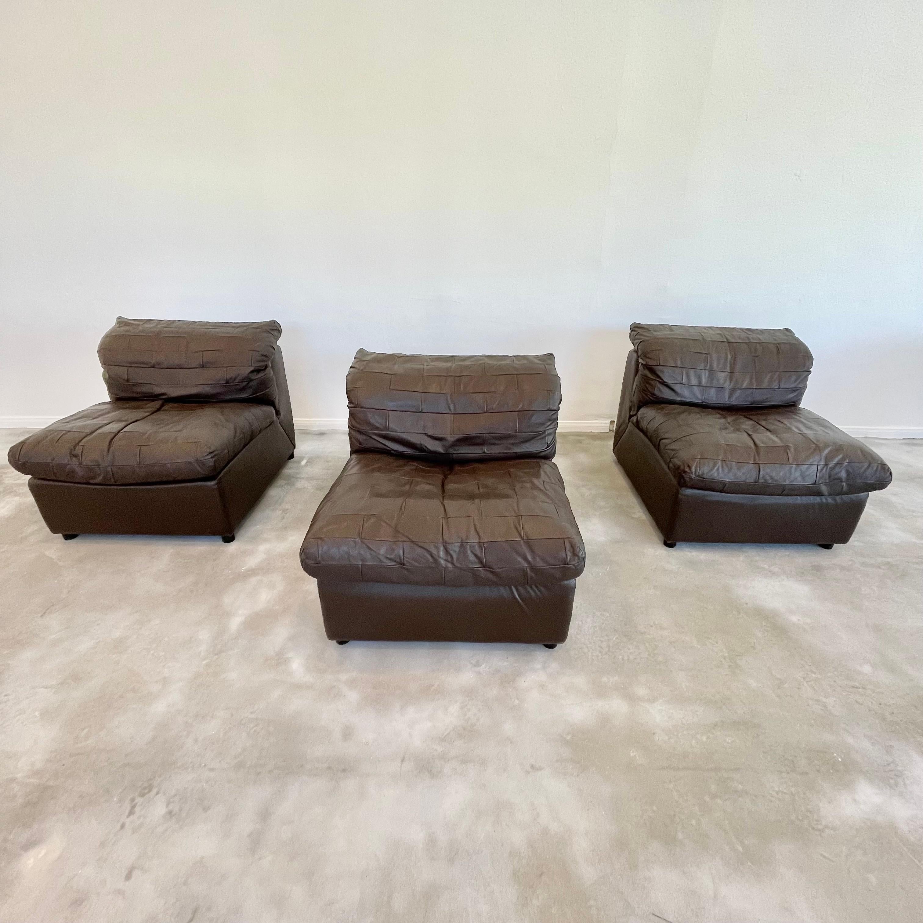 De Sede Style Brown Patchwork Leather Modular Chairs 8