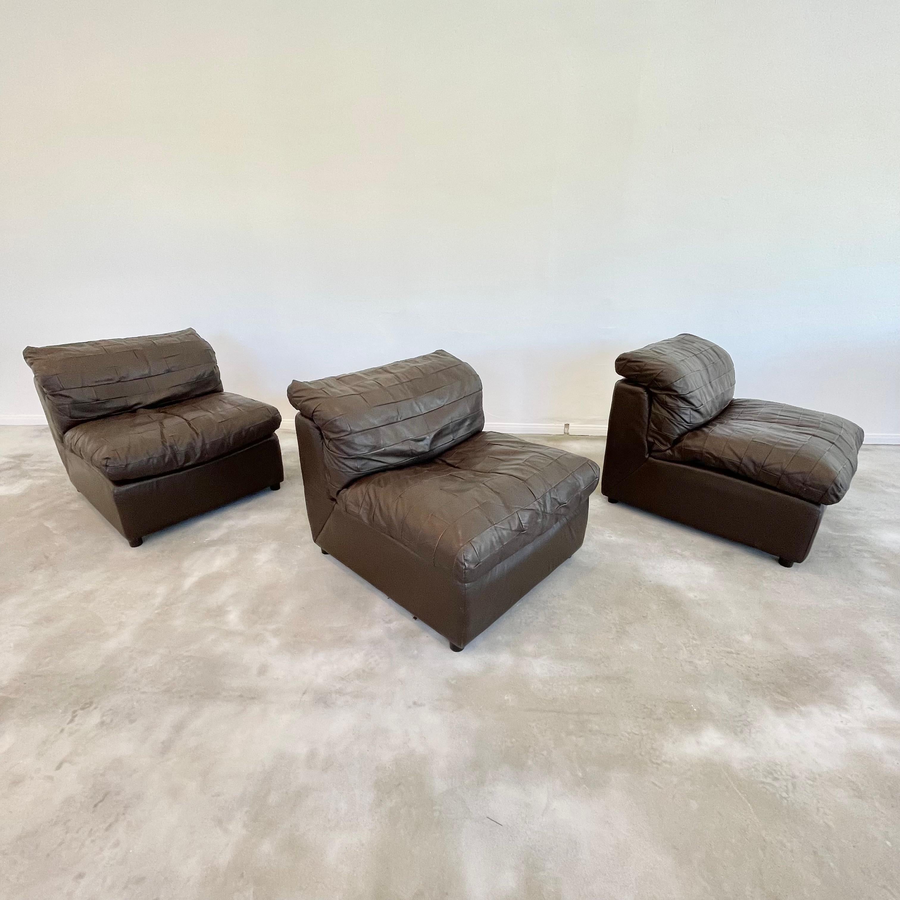 De Sede Style Brown Patchwork Leather Modular Chairs 9