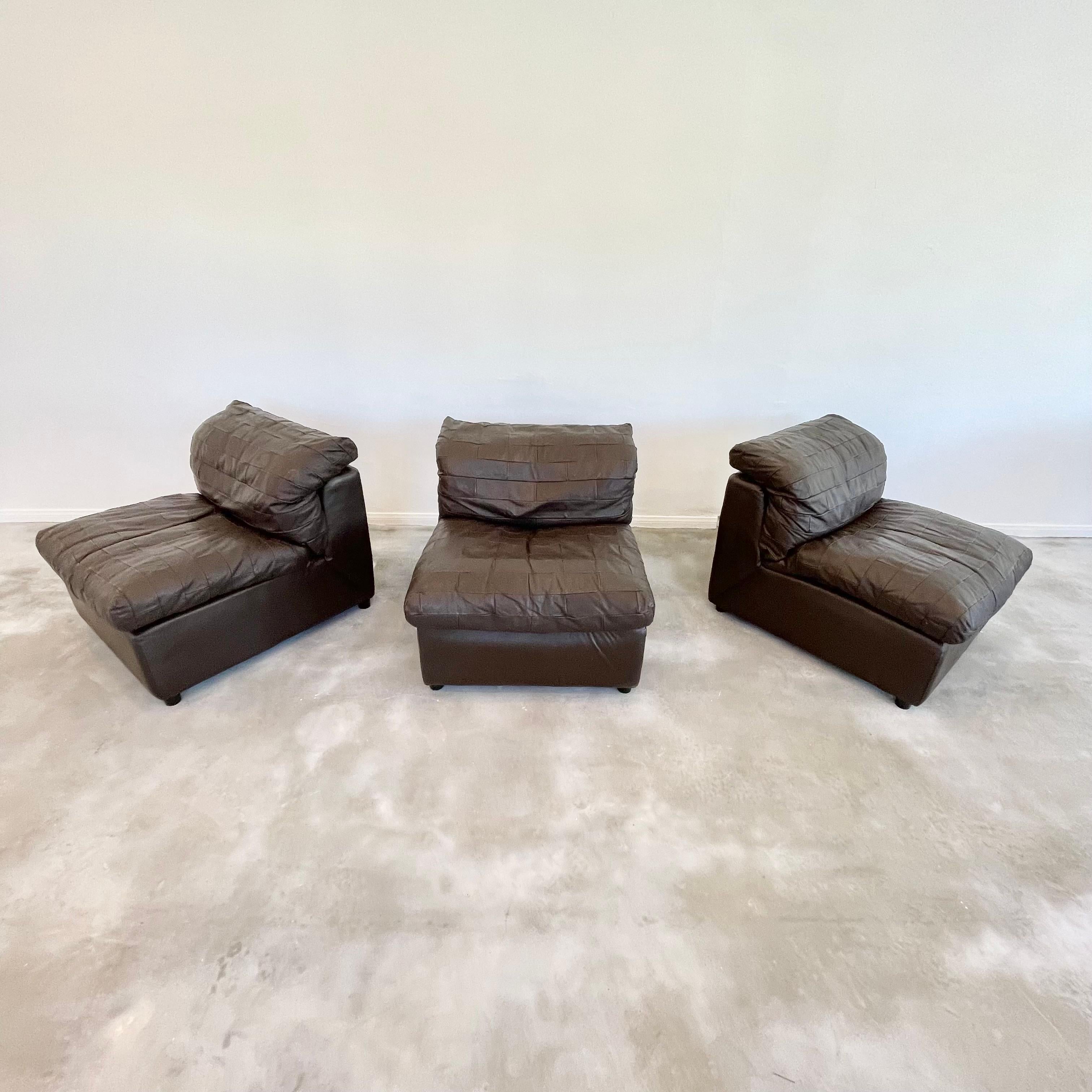 De Sede Style Brown Patchwork Leather Modular Chairs 4