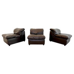 Retro De Sede Style Brown Patchwork Leather Modular Chairs