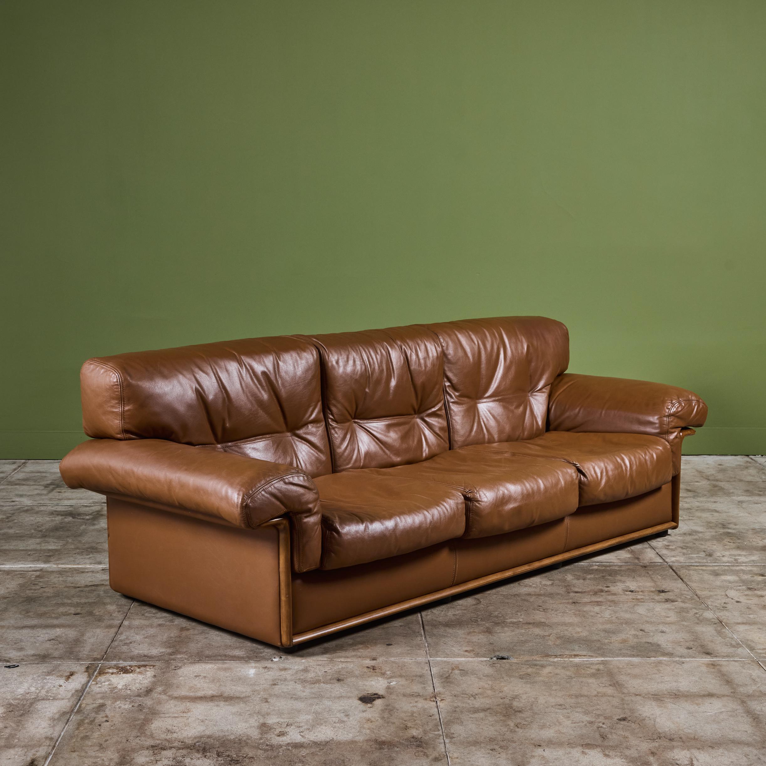 Mid-Century Modern De Sede Style Three Seater Leather Sofa