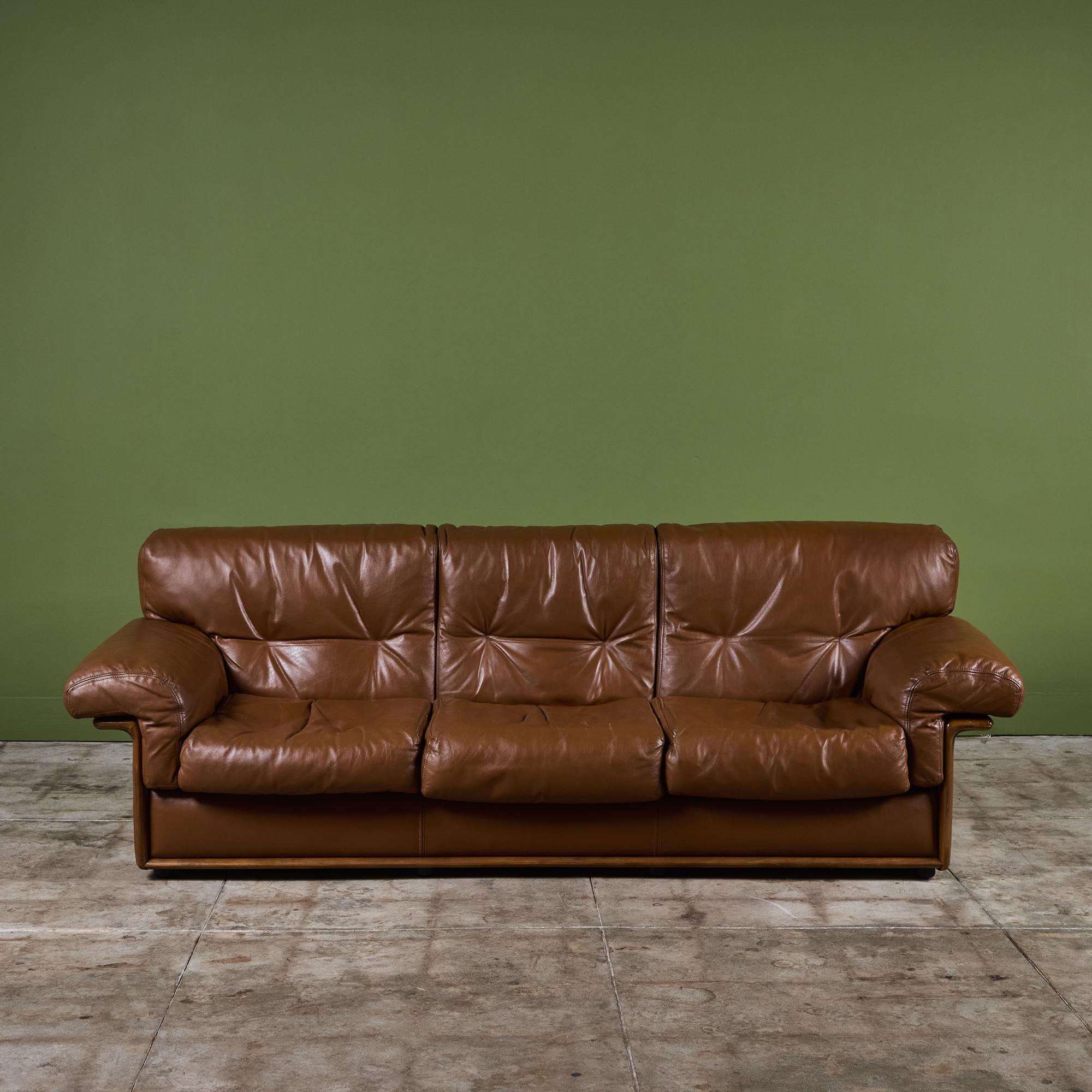 American De Sede Style Three Seater Leather Sofa