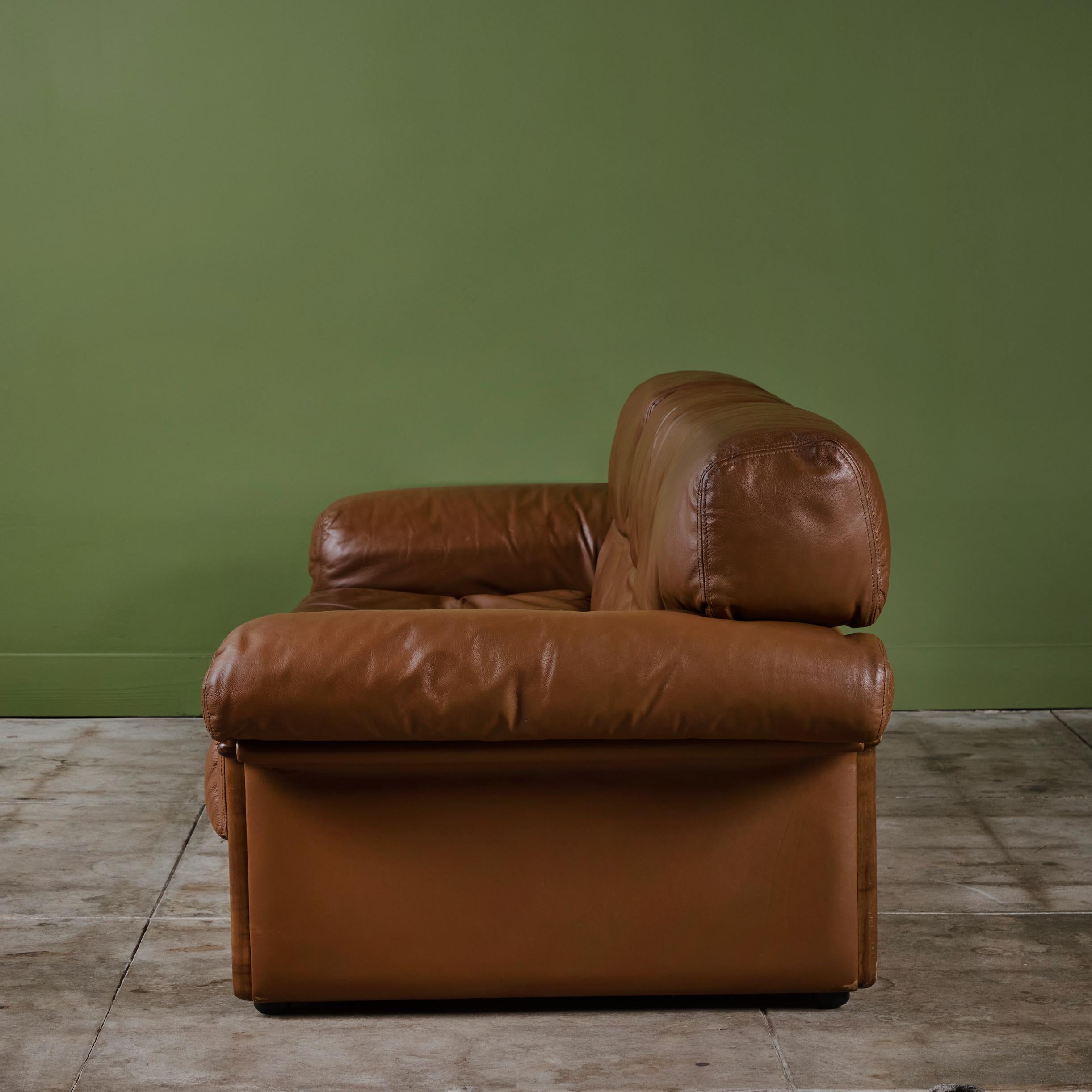 De Sede Style Three Seater Leather Sofa In Good Condition In Los Angeles, CA