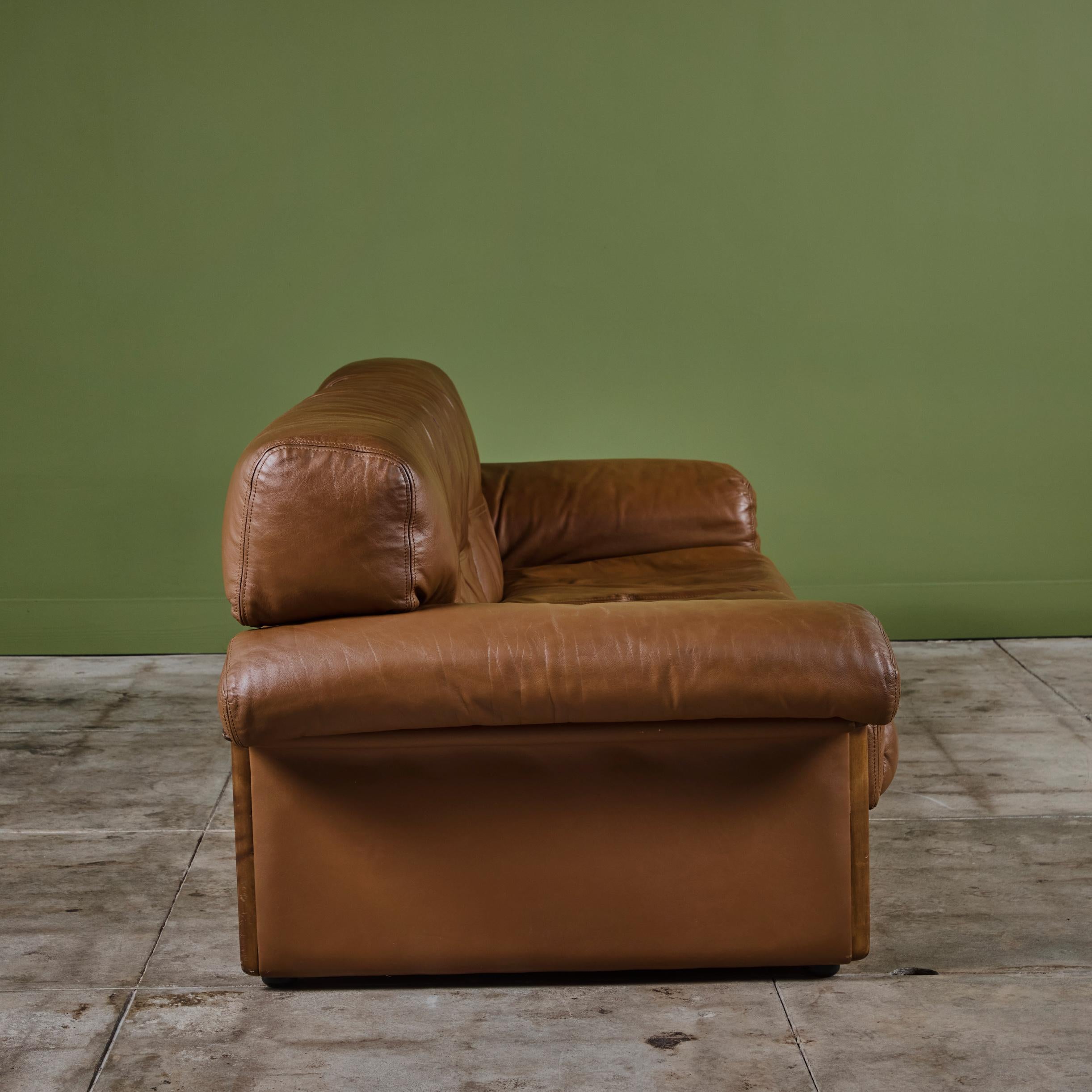 20th Century De Sede Style Three Seater Leather Sofa