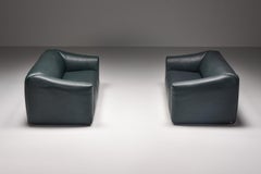 De Sede Swiss Design DS 47 Sofa in Petrol Green Leather, Post-Modern, 1980's
