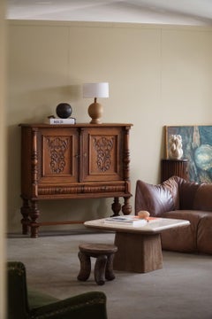 De Sede, Suisse, table basse en marbre et cuir, milieu du siècle, 1970