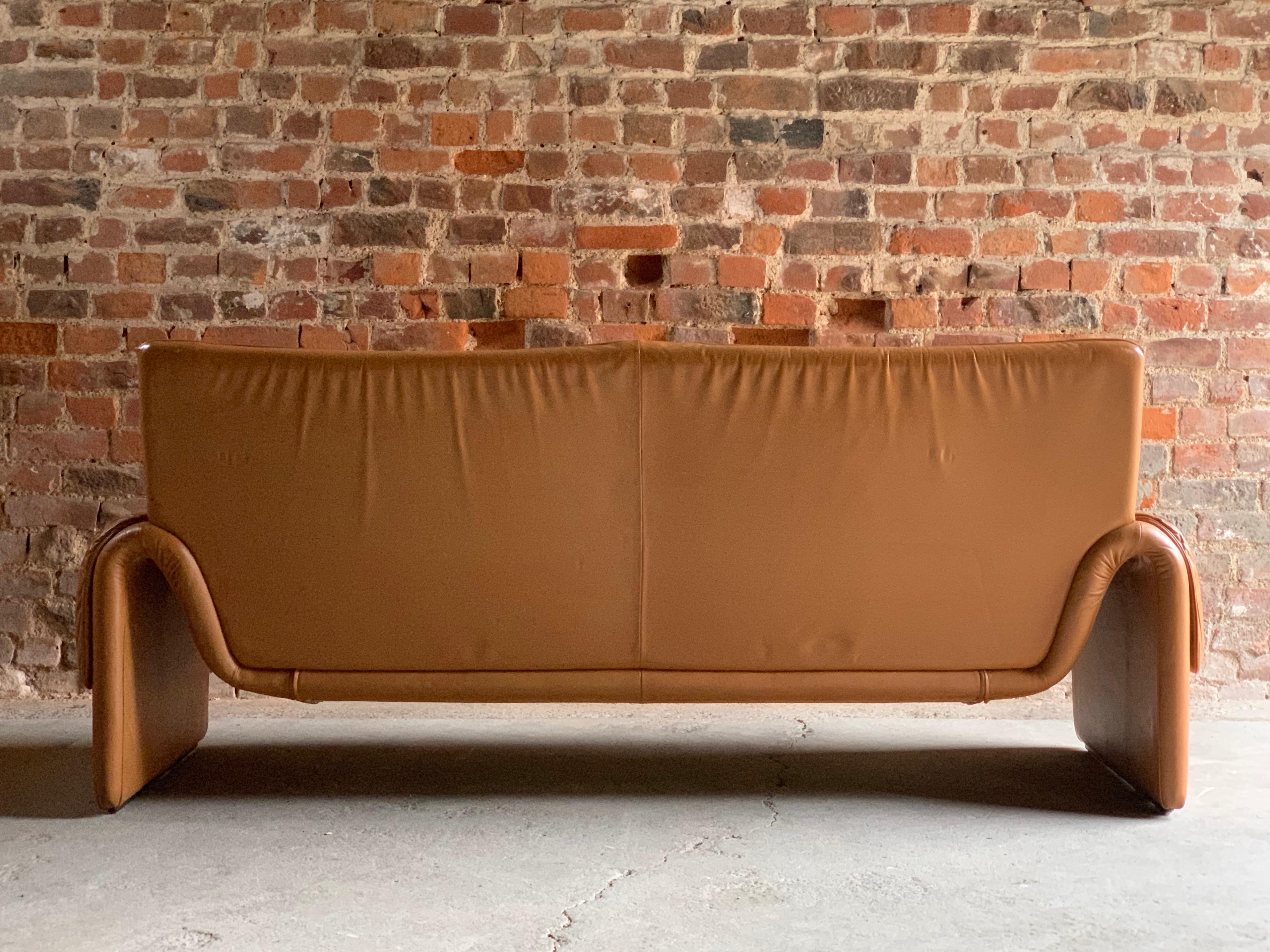 Mid-Century Modern De Sede, Switzerland Cognac Leather Sofa Design No DS2011, circa 1980