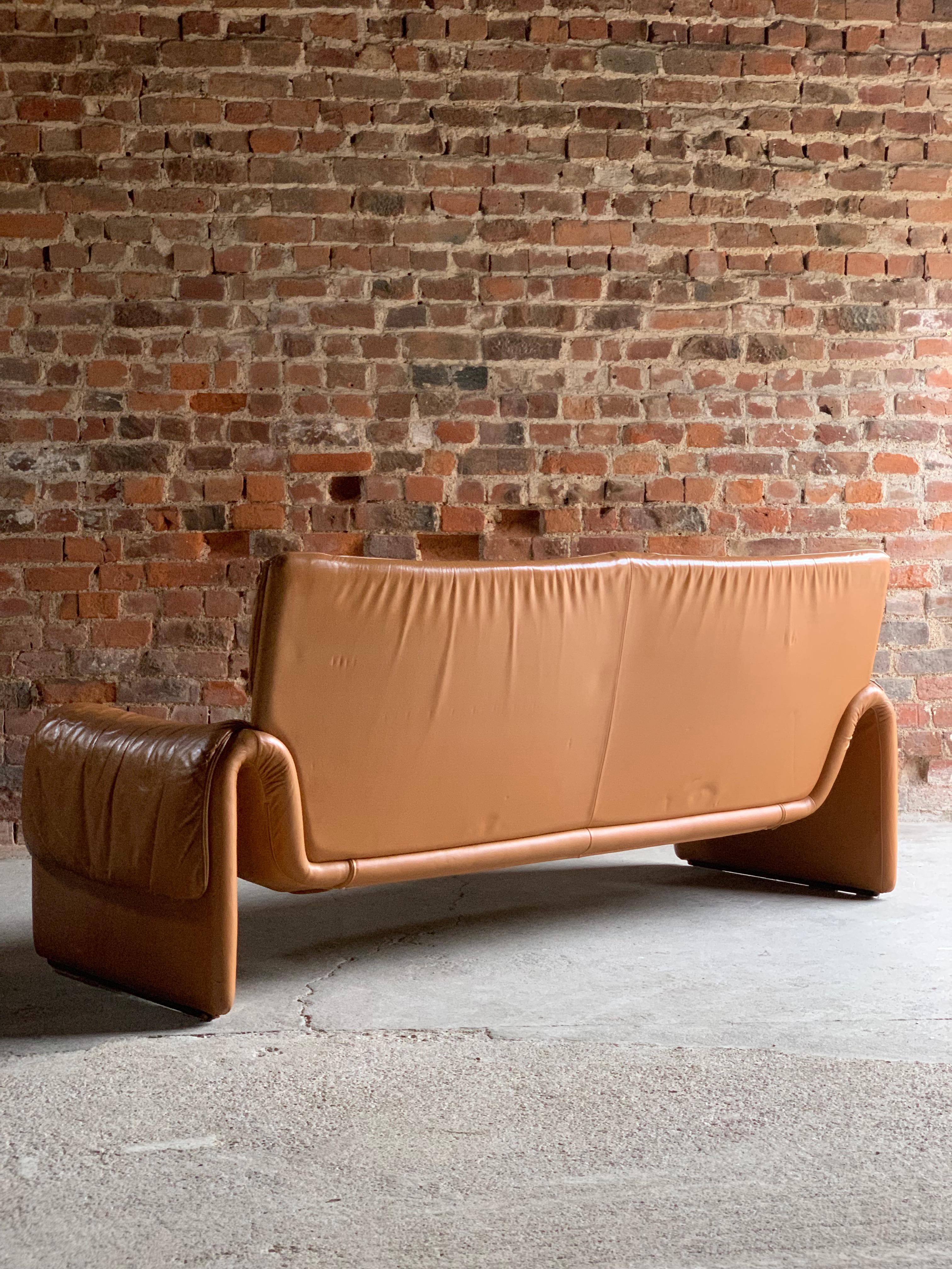 Late 20th Century De Sede, Switzerland Cognac Leather Sofa Design No DS2011, circa 1980