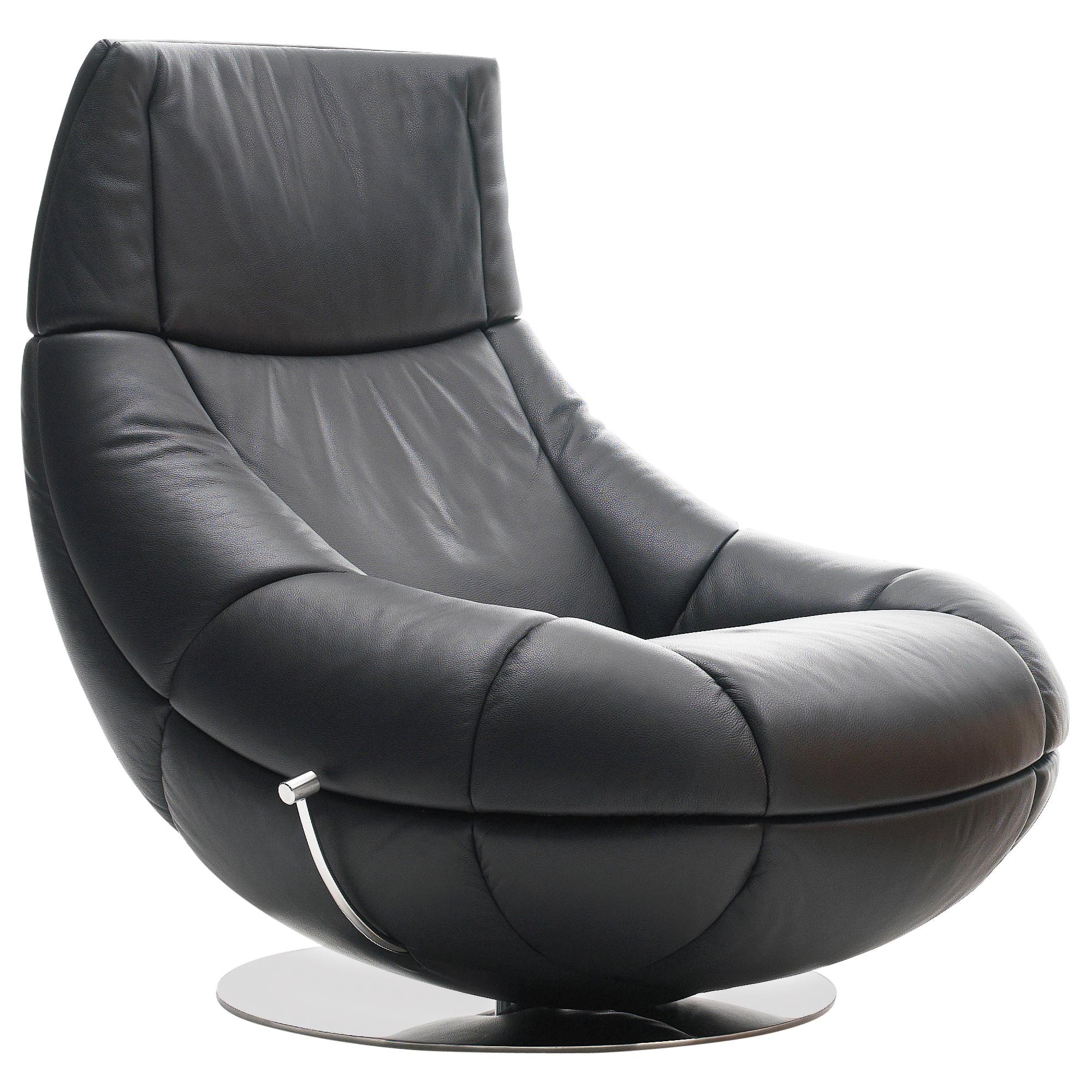 Black De Sede Swivel Lounge Chair with Tilt by Hugo De Ruiter