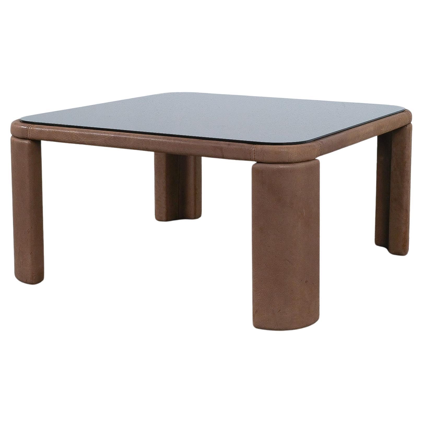 De Sede Table DS 47 Square Coffee Table Leather, Bronze Mirror, Circa 1970 im Angebot