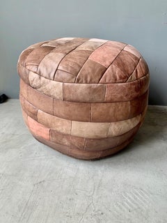 De Sede Tan Leather Patchwork Ottoman