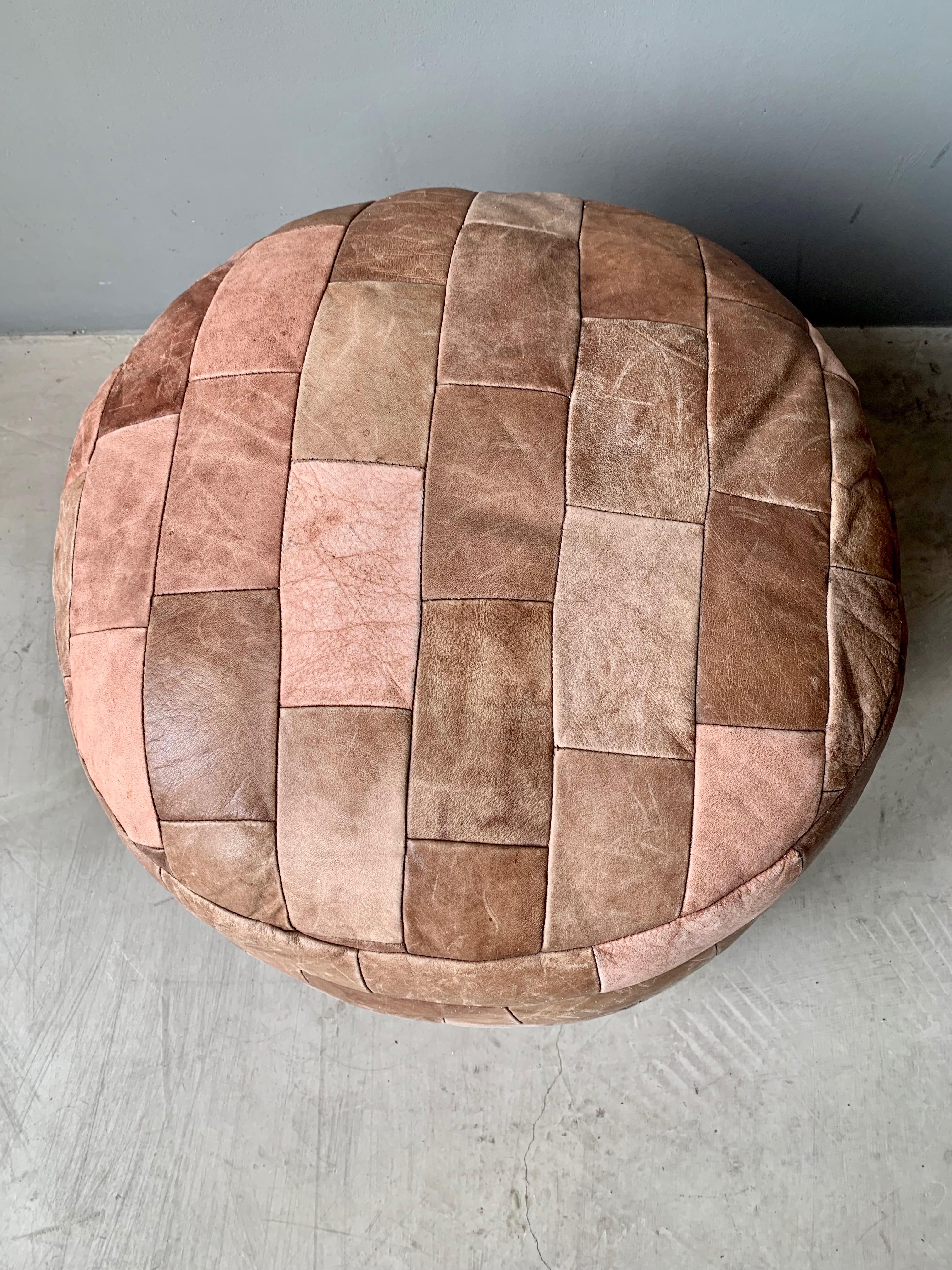 patchwork leather ottoman