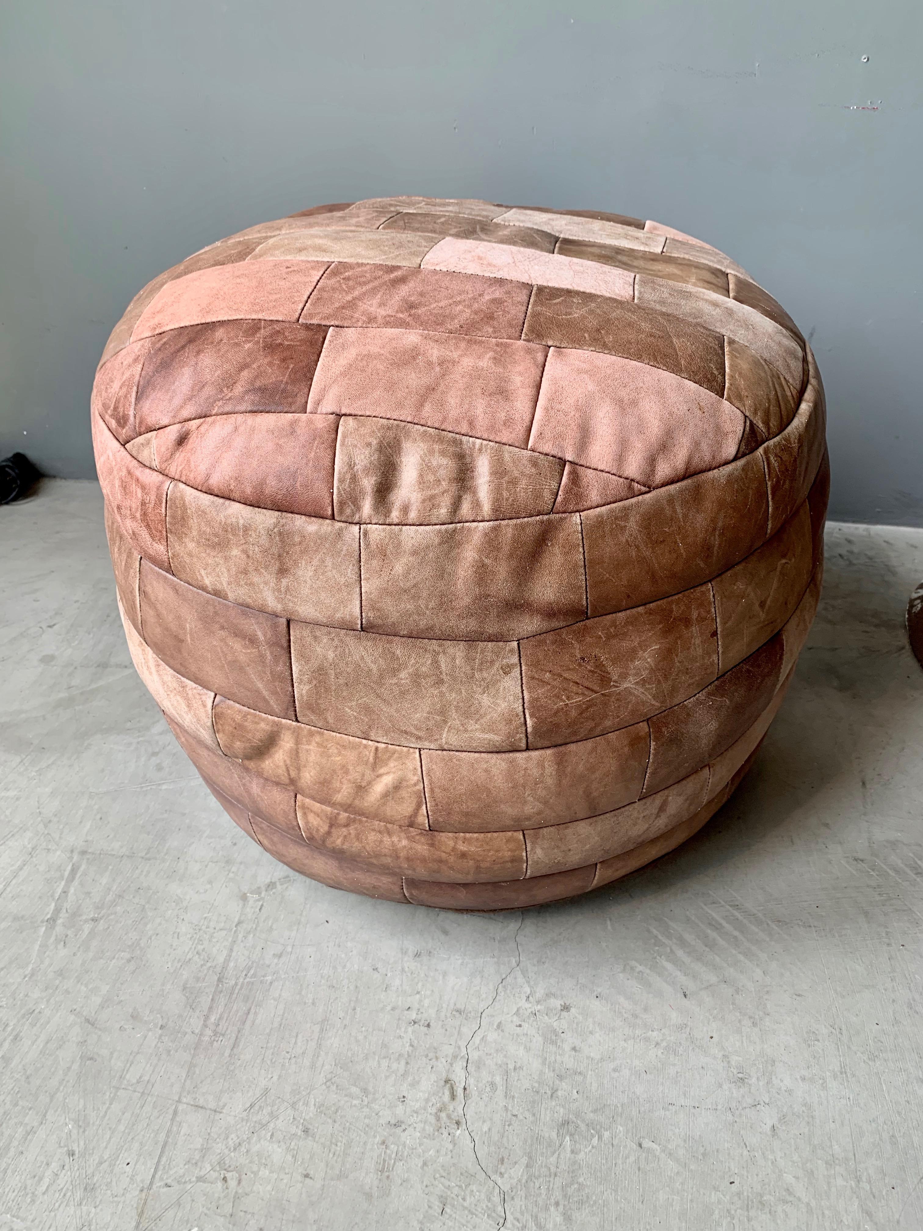 leather patch ottoman