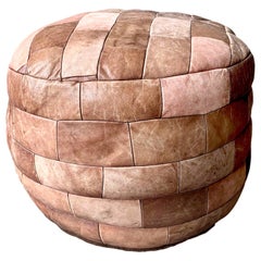 De Sede Tan Leather Patchwork Ottoman