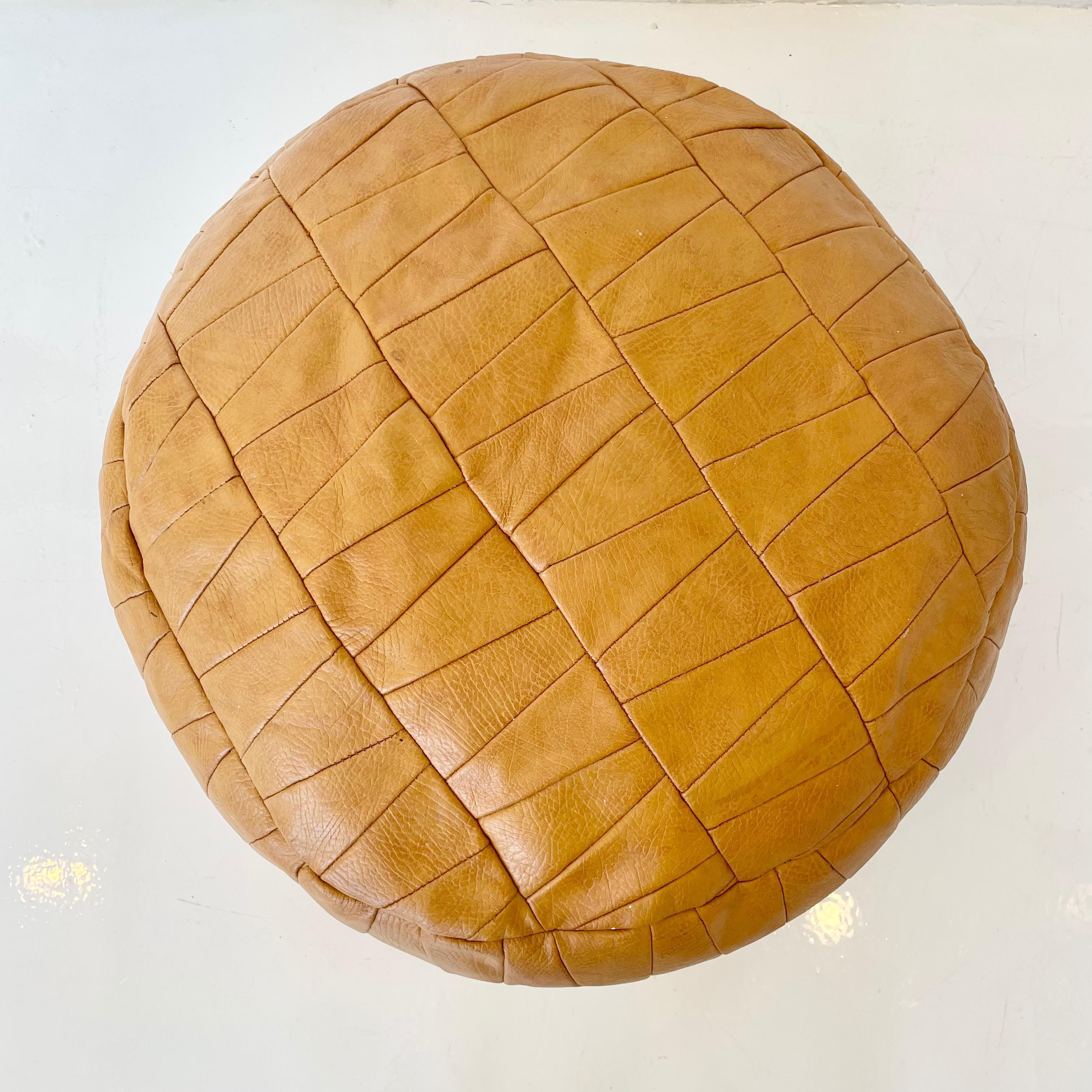 Swiss De Sede Patchwork Tan Leather Pouf