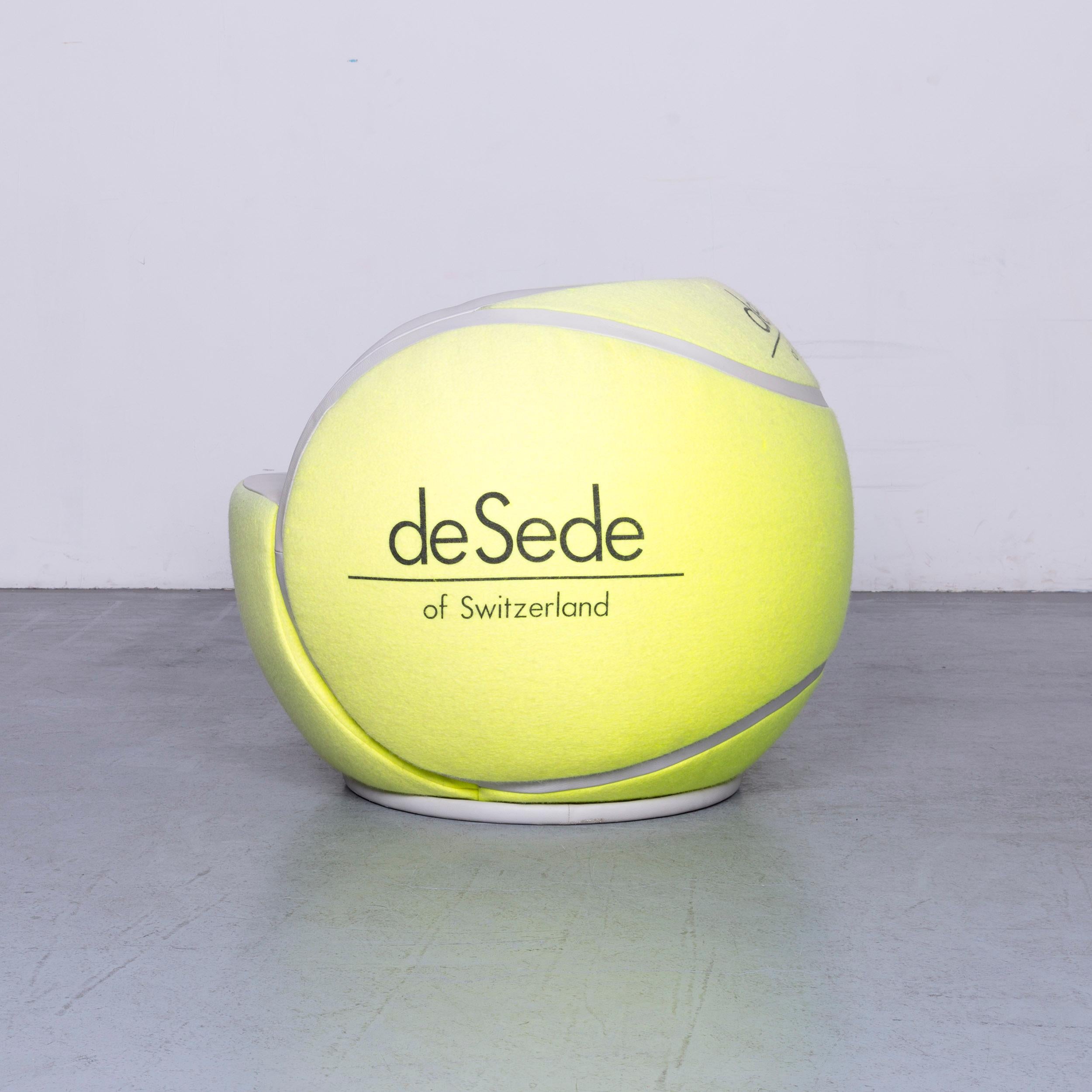 De Sede Tennis Ball Designer Ledersessel Gelb Echtleder Stoffsessel im Angebot 4