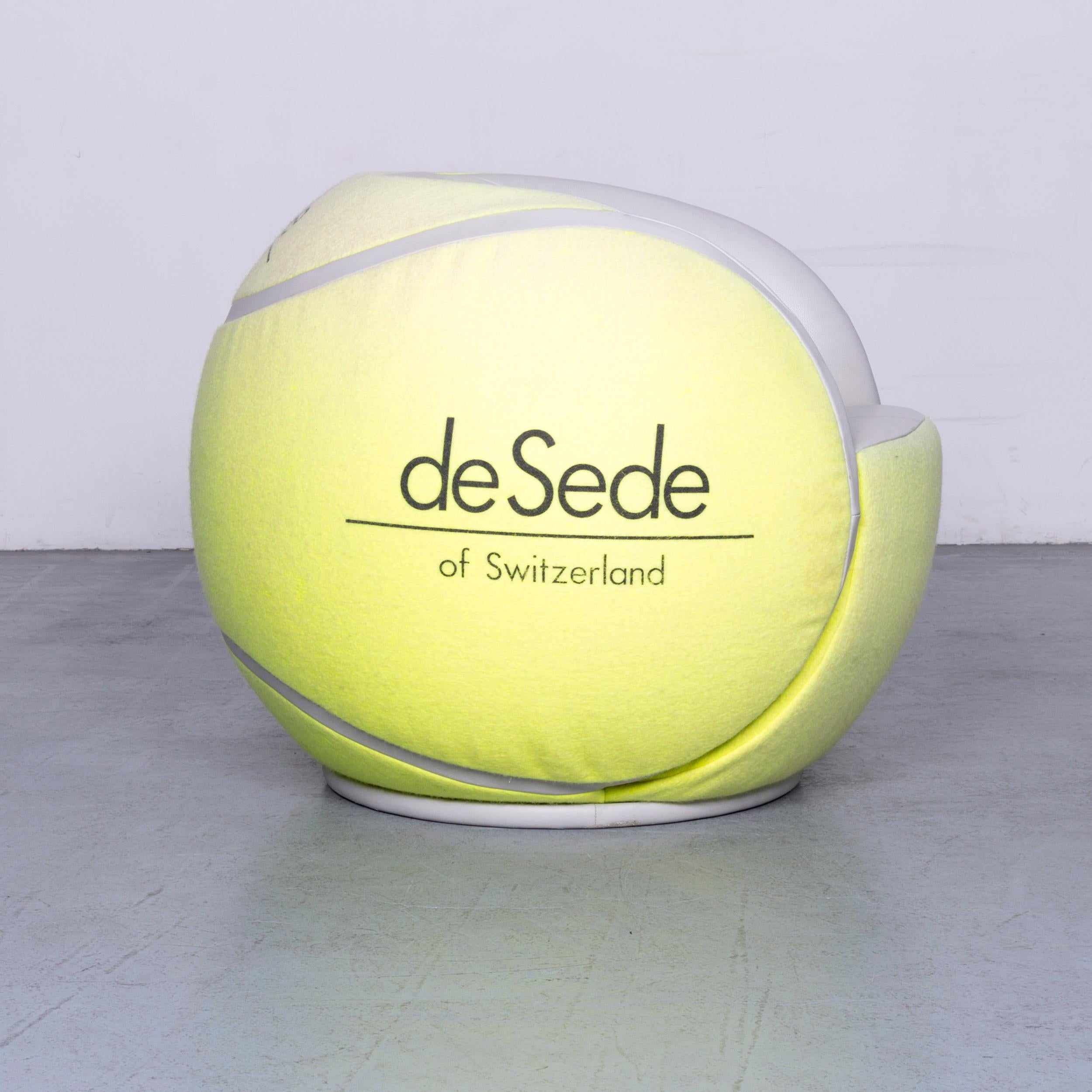 De Sede Tennis Ball Designer Ledersessel Gelb Echtleder Stoffsessel im Angebot 2
