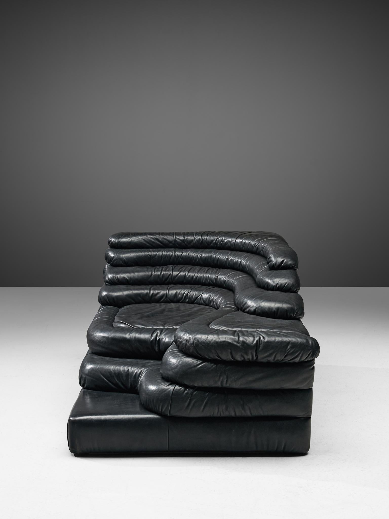 De Sede 'Terrazza' Landscape in Black Leather by Ubald Klug In Good Condition In Waalwijk, NL