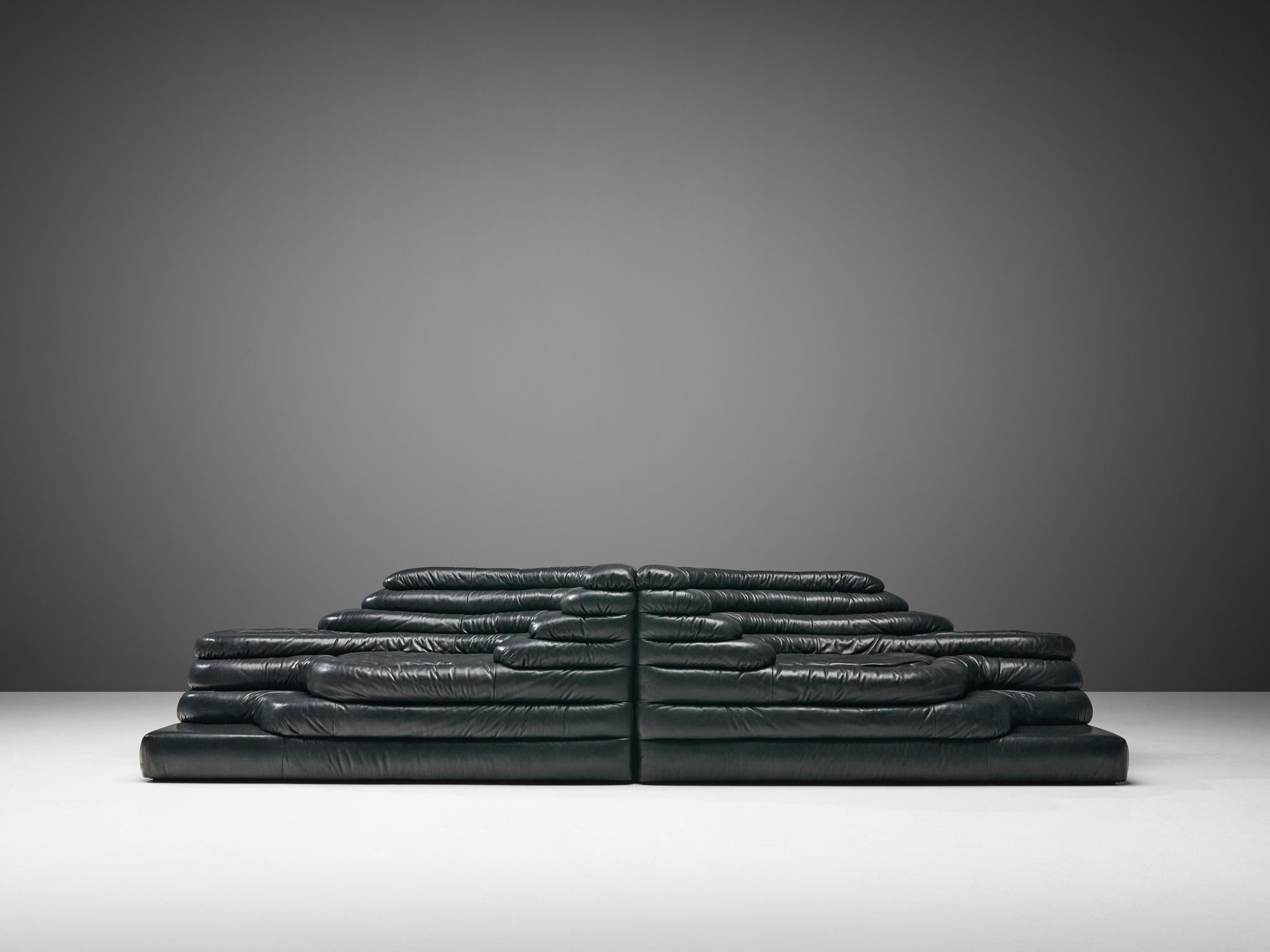 Swiss De Sede 'Terrazza' Landscapes in Black Leather by Ubald Klug