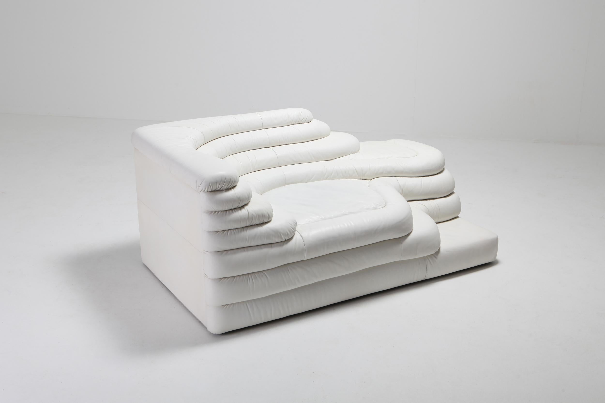 Post-Modern De Sede 'Terrazza' Lounge Chair in White Leather 1972 by U. Klug & Ueli Berger