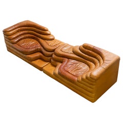 Divano De Sede Terrazza in pelle cognac Ubald Klug Ueli Berger 1972 Mid Century