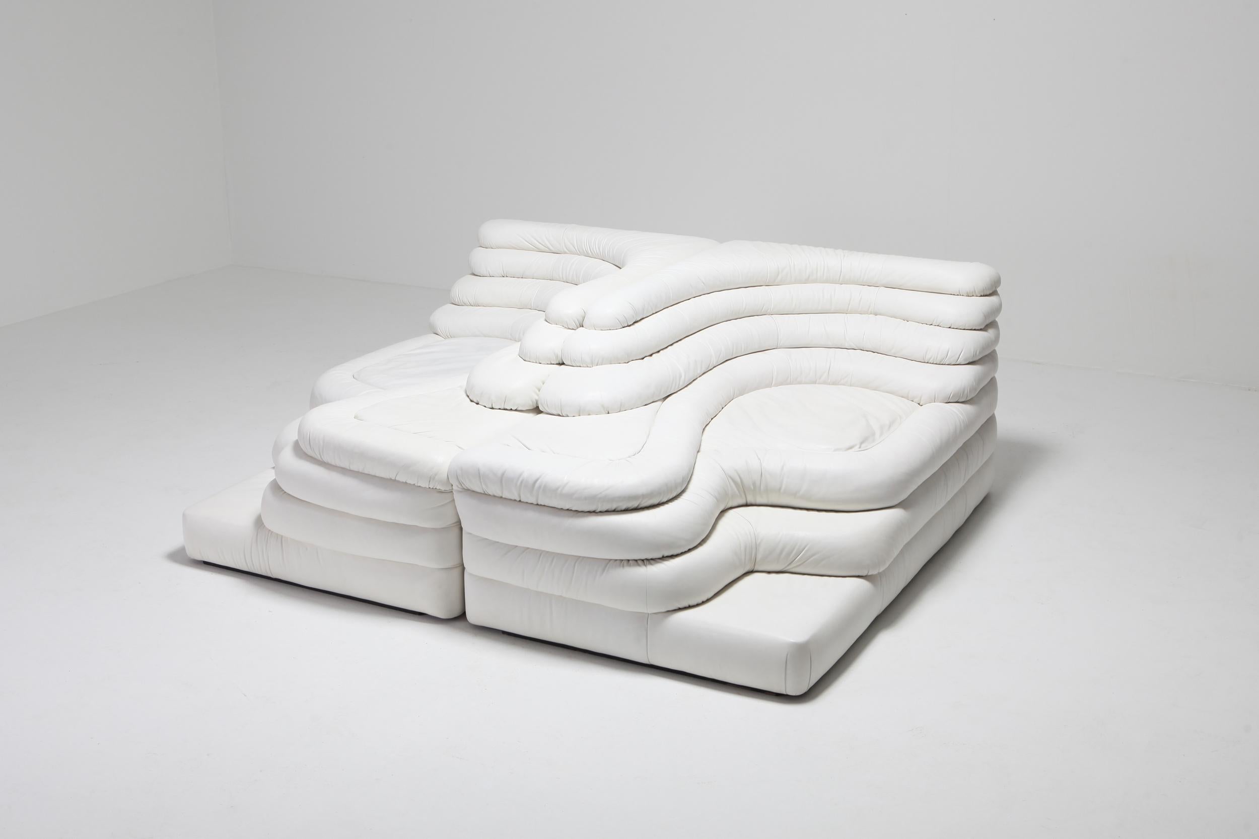 Post-Modern De Sede 'Terrazza' Sofas DS 1025 in White Leather 1972 by U. Klug & Ueli Berger