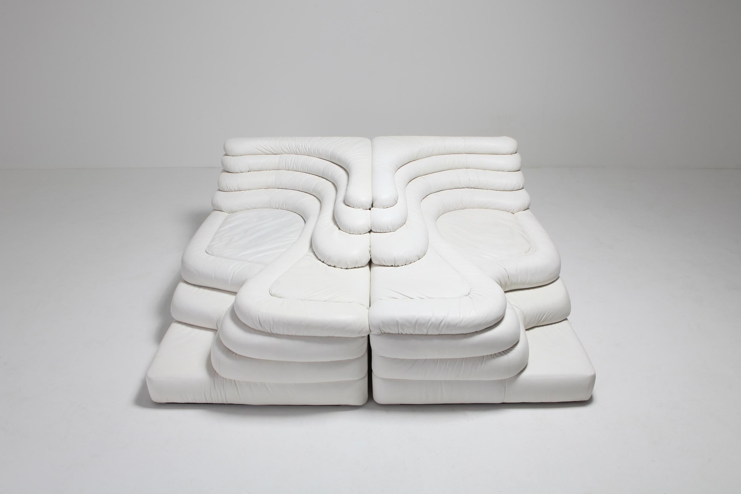European De Sede 'Terrazza' Sofas DS 1025 in White Leather 1972 by U. Klug & Ueli Berger
