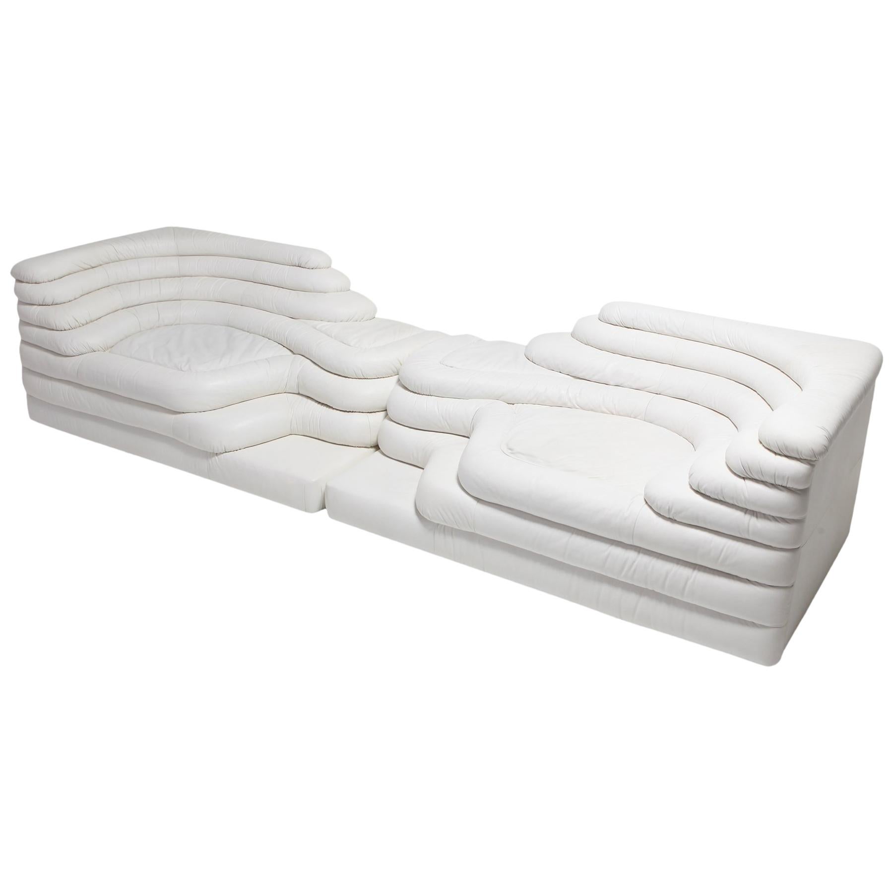 De Sede 'Terrazza' Sofas DS 1025 in White Leather 1972 by U. Klug & Ueli Berger