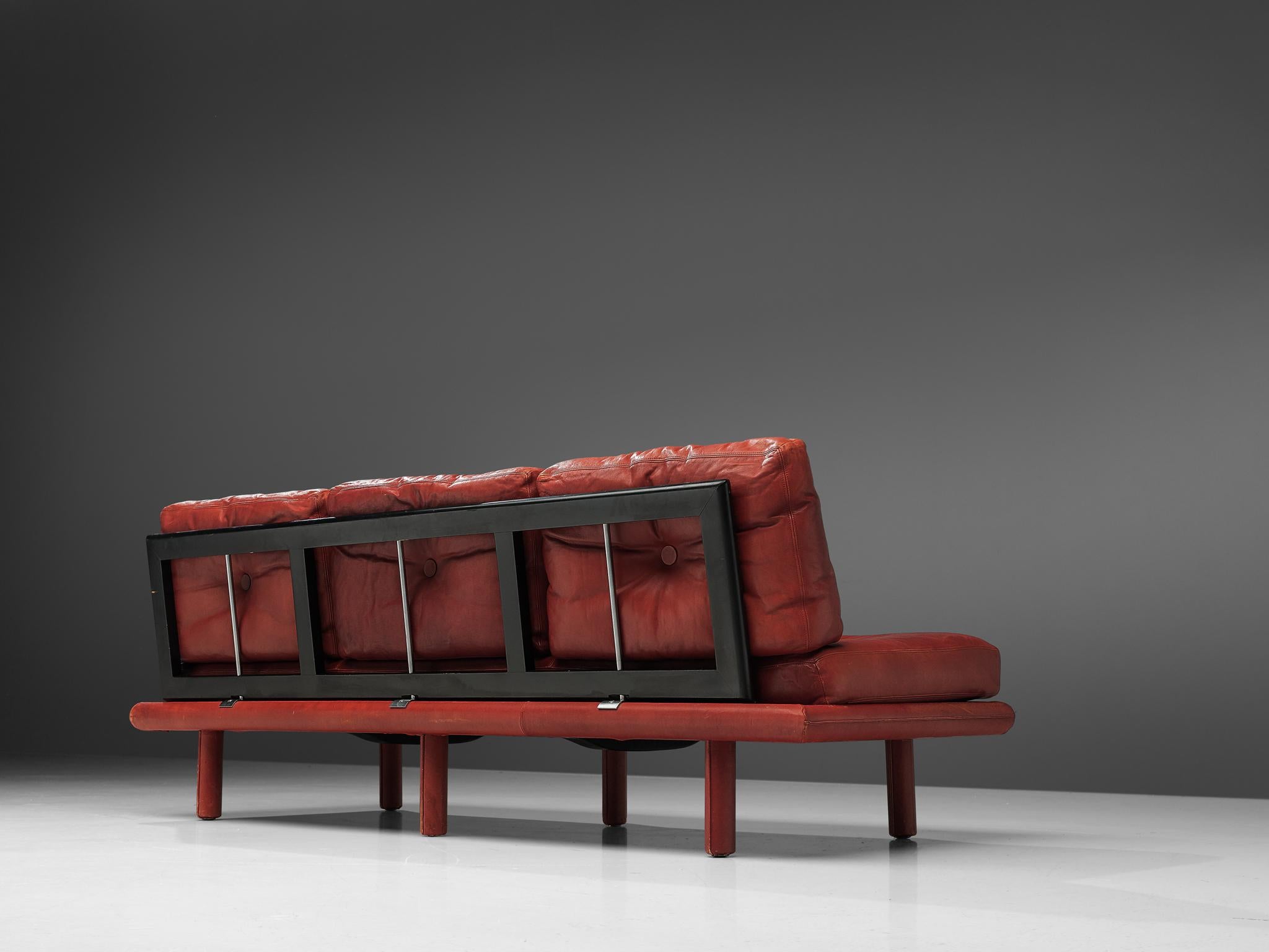 Danish Franz Köttgen for Kill International Three-Seat Sofa in Red Leather