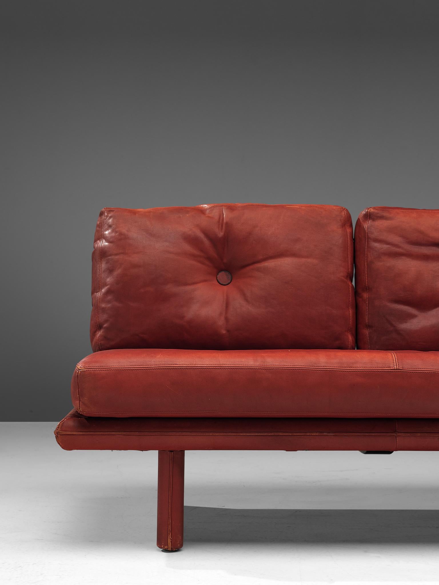 Franz Köttgen for Kill International Three-Seat Sofa in Red Leather 1