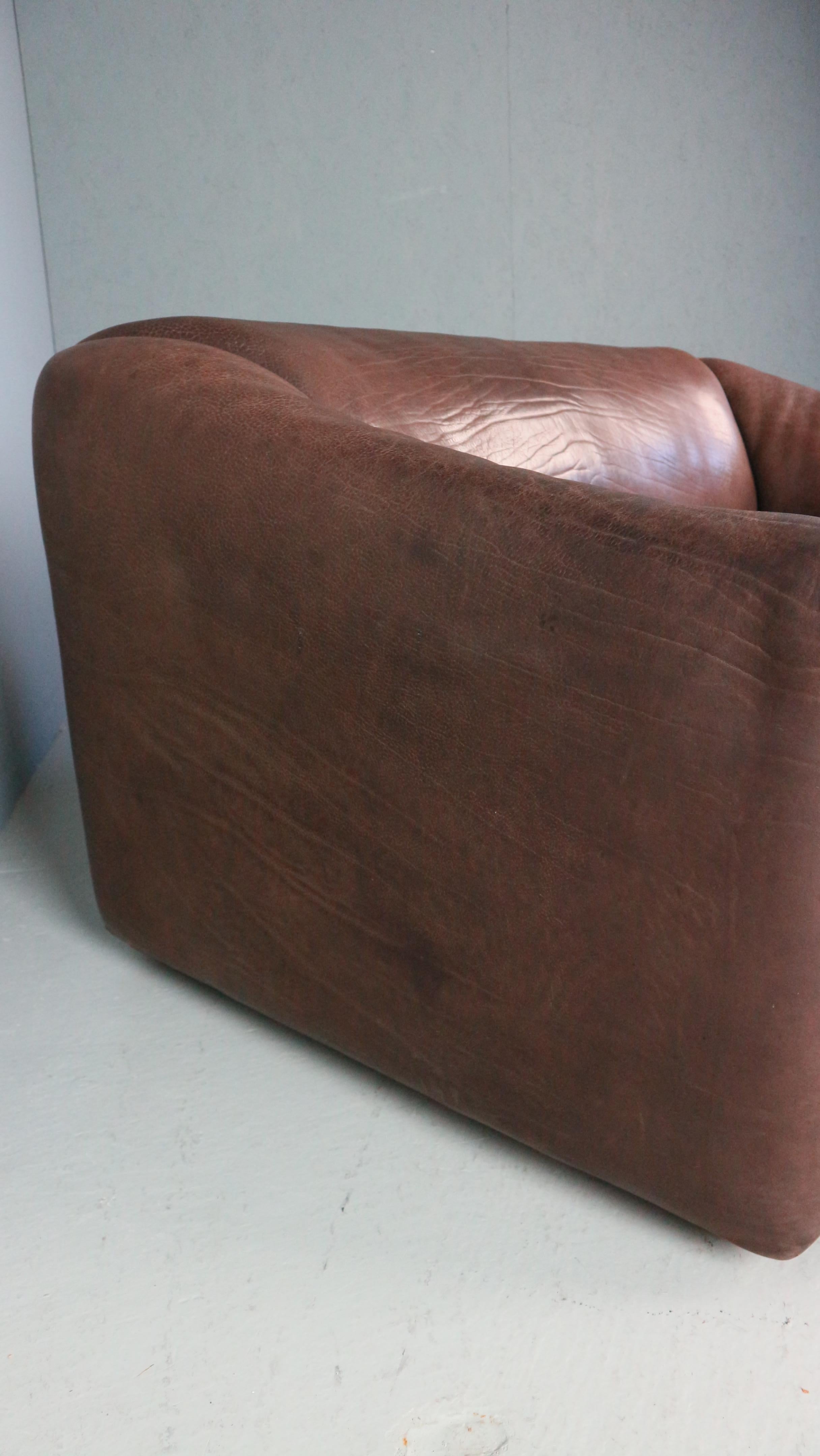 De Sede Two-Seat Sofa, DS47, Patinated Leather 1970s 6
