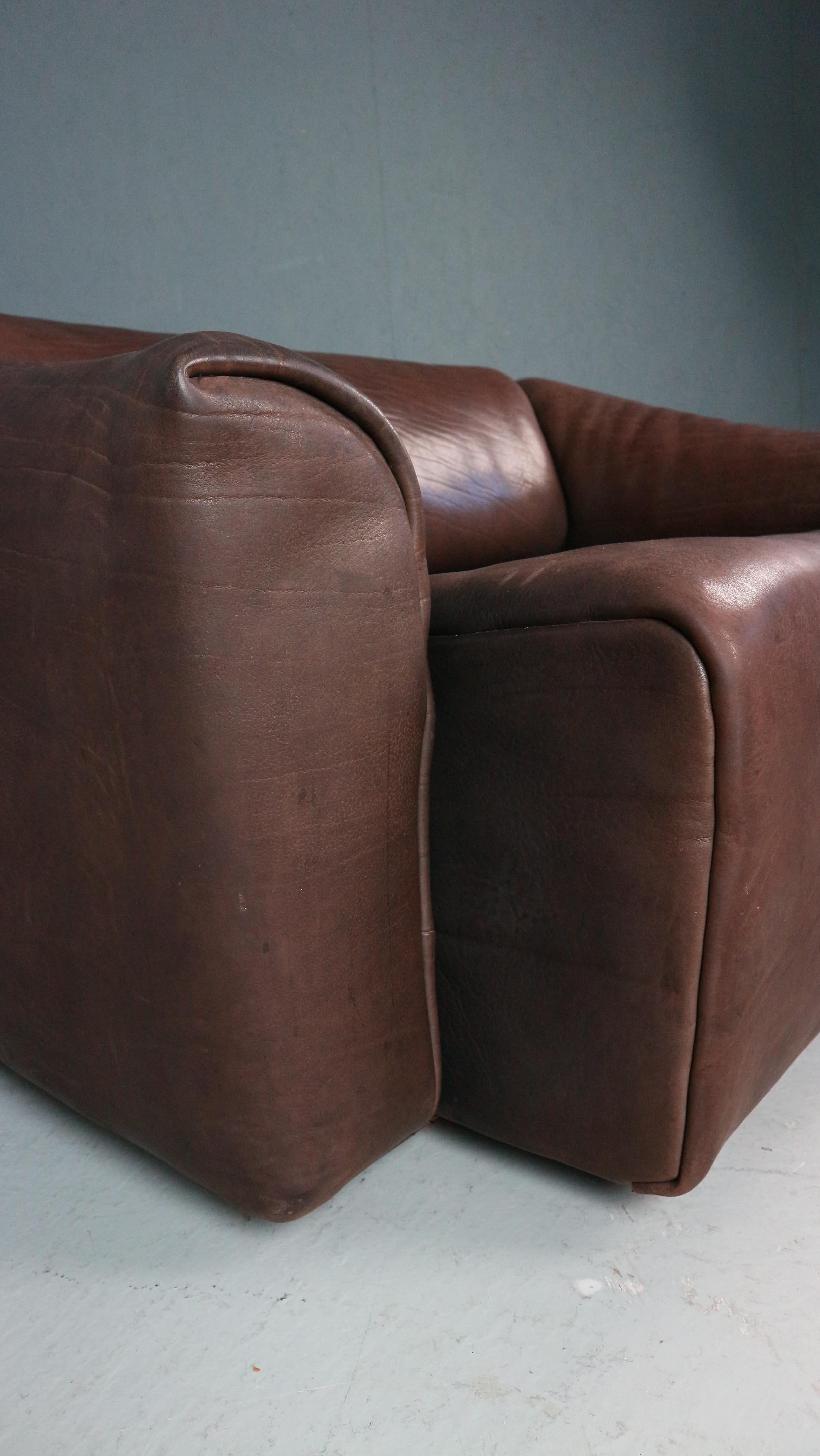 De Sede Two-Seat Sofa, DS47, Patinated Leather 1970s 7