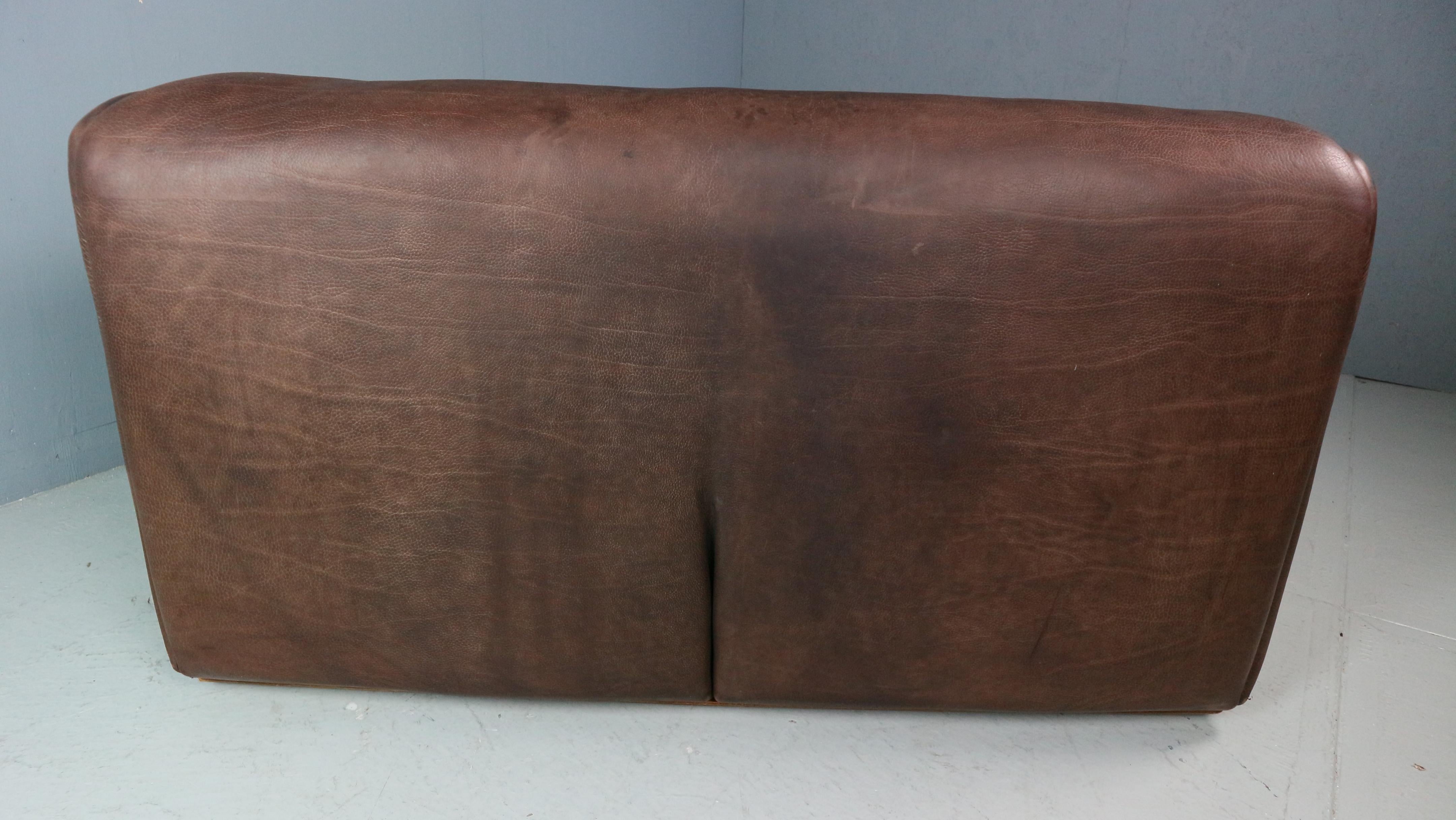 De Sede Two-Seat Sofa, DS47, Patinated Leather 1970s 8