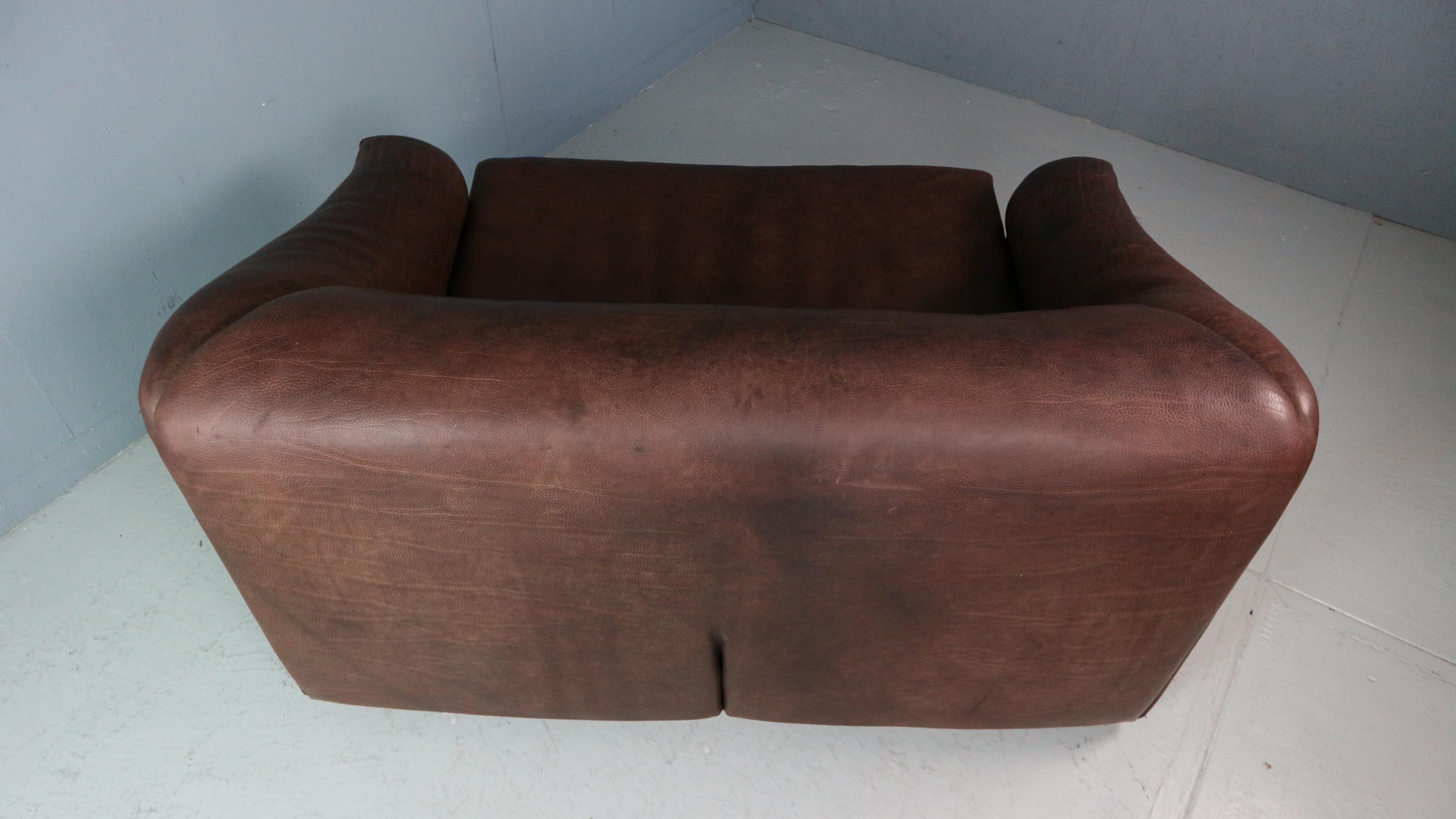 De Sede Two-Seat Sofa, DS47, Patinated Leather 1970s 9