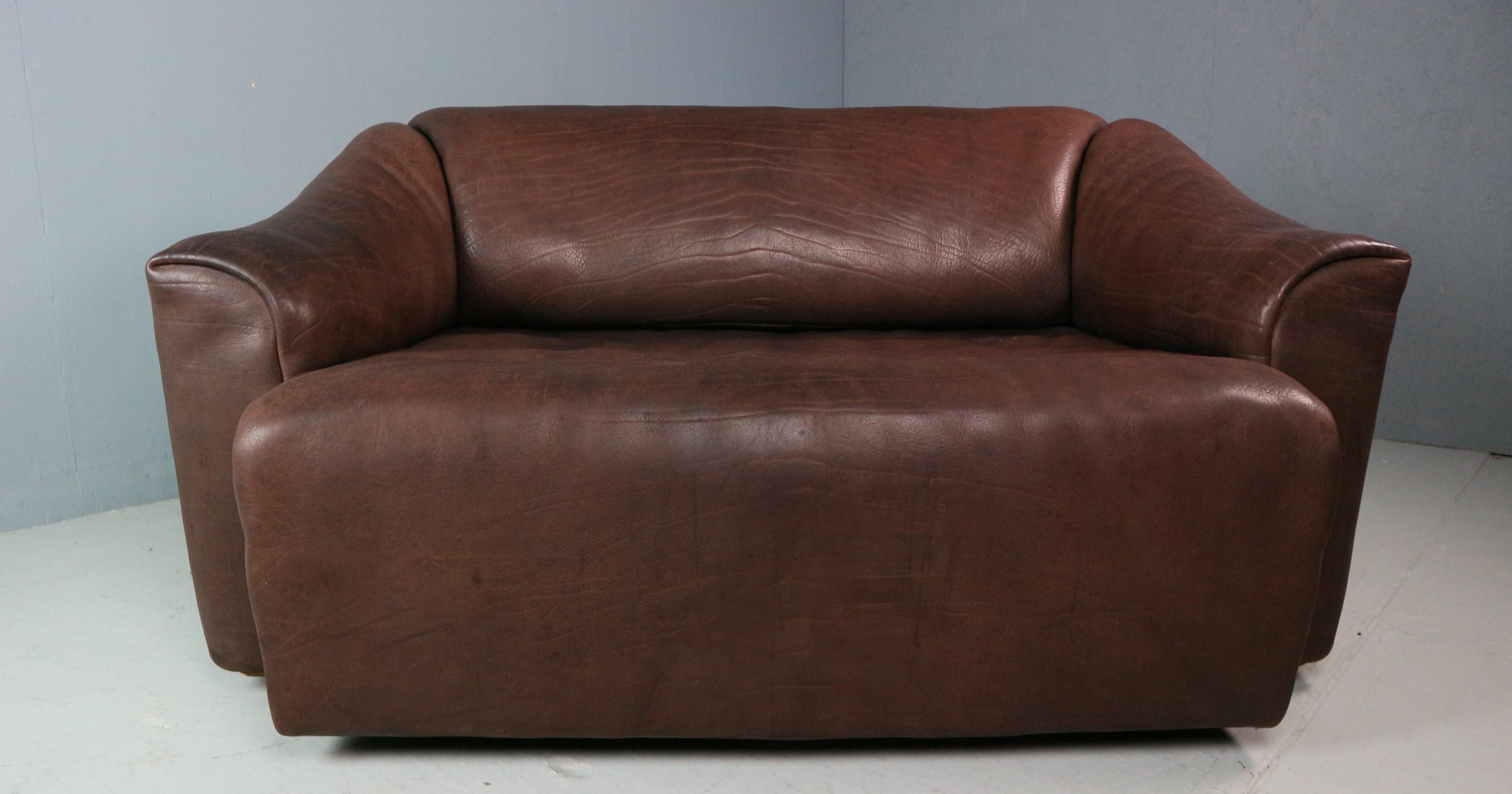 De Sede Two-Seat Sofa, DS47, Patinated Leather 1970s 12