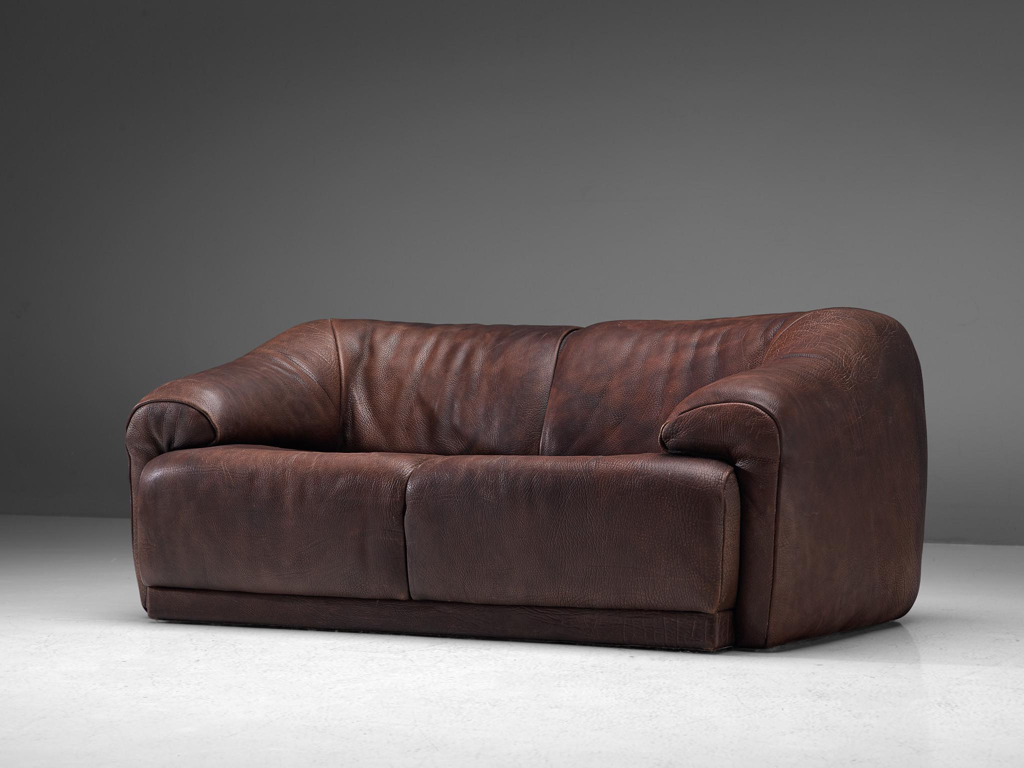Swiss De Sede Sofa in Brown Leather