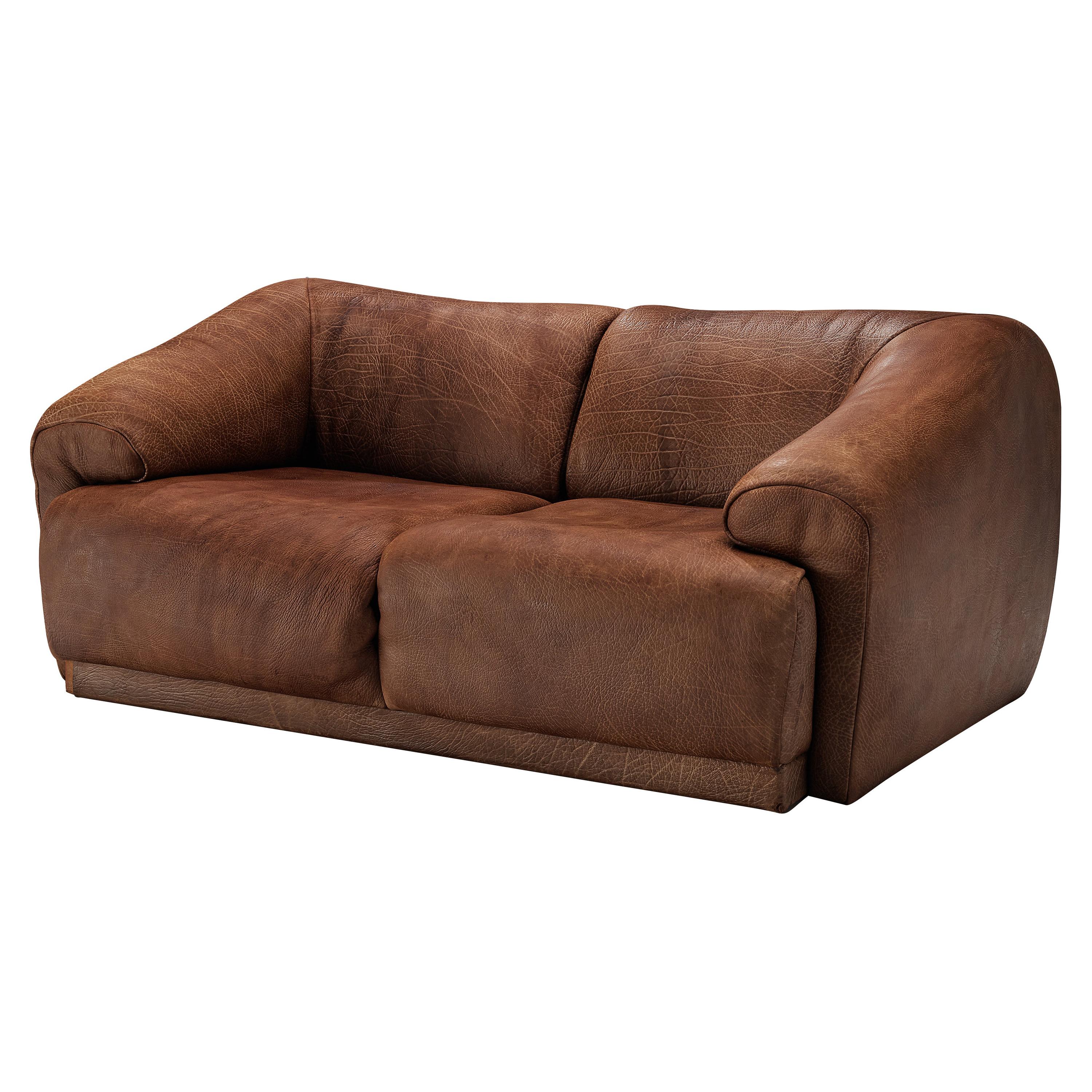 De Sede Two Seat Sofa in Brown Leather