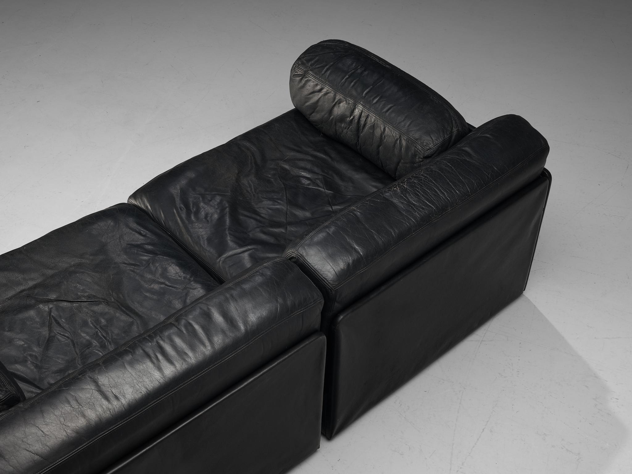 De Sede Two Seater 'DS-77' Sofa Bed in Black Leather 1
