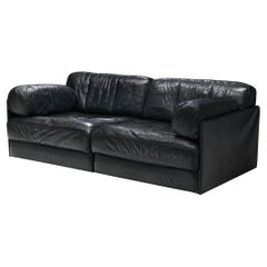 De Sede Two Seater 'DS-77' Sofa Bed in Black Leather
