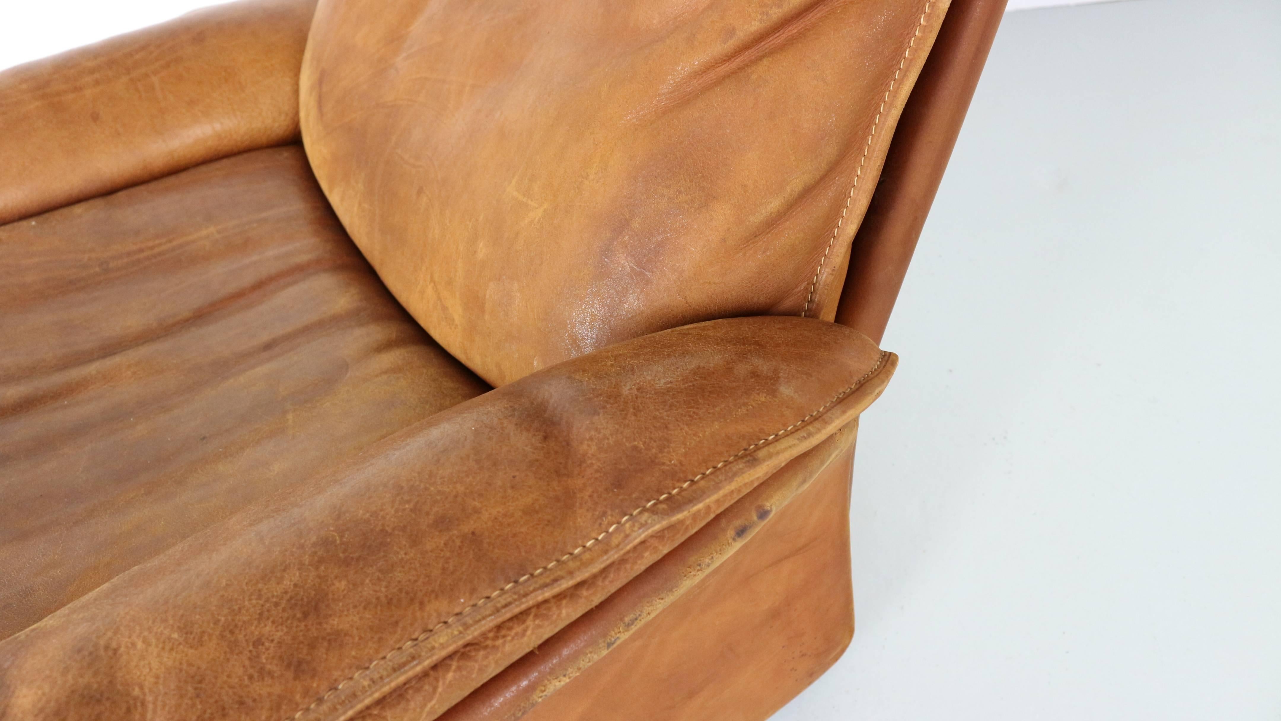 De Sede Vintage Cognac Leather Lounge Chair, 1970s 5